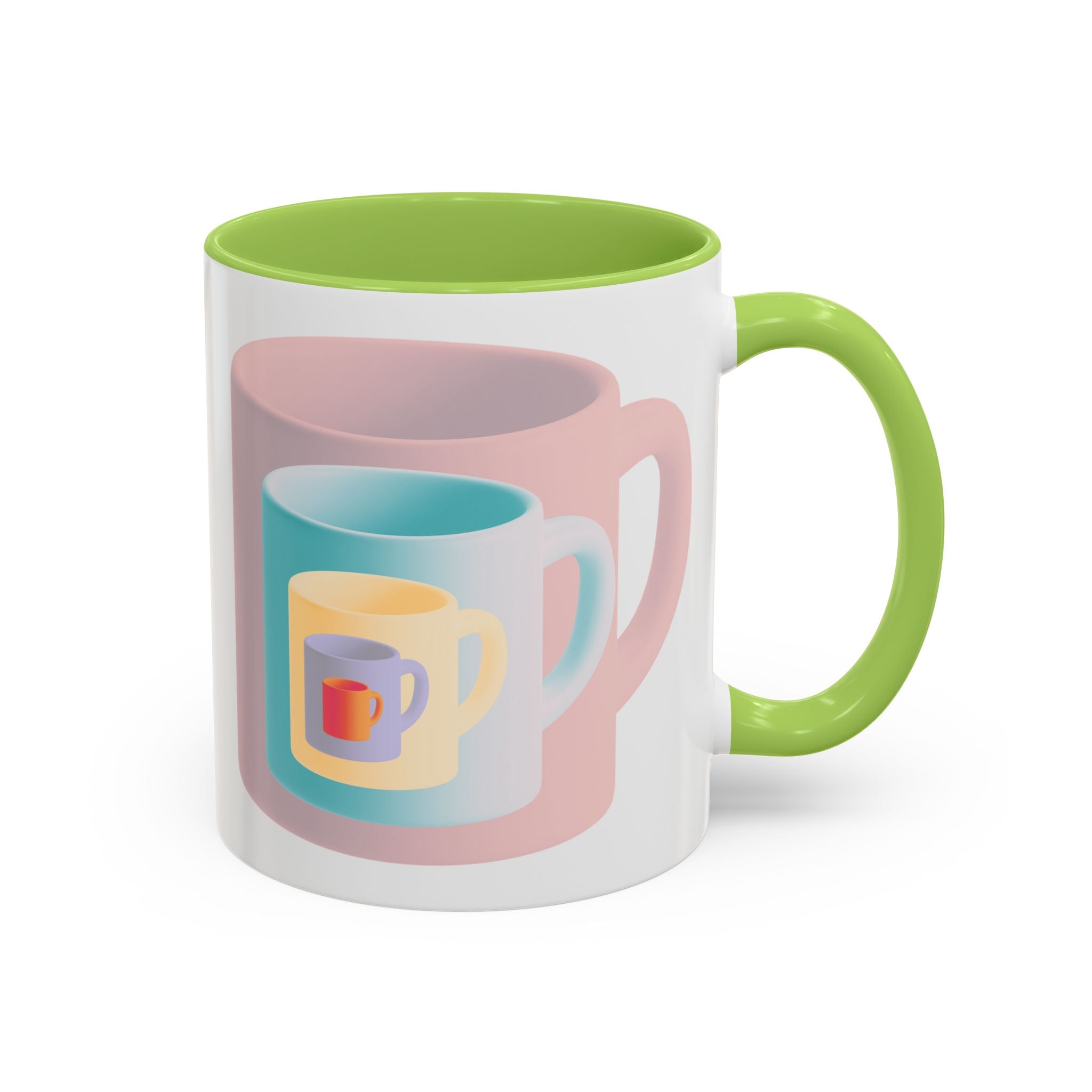 Nested Mugs Coffee Mug — Colorful Retro Stacked Cup Design (11/15oz)