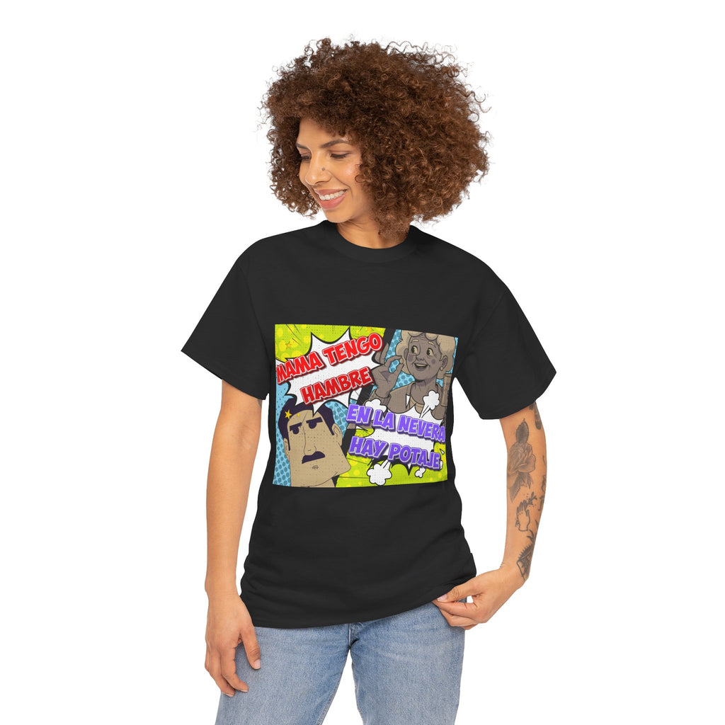 Pop Art Spanish Meme T-Shirt — "Mamá tengo hambre" Comic Tee
