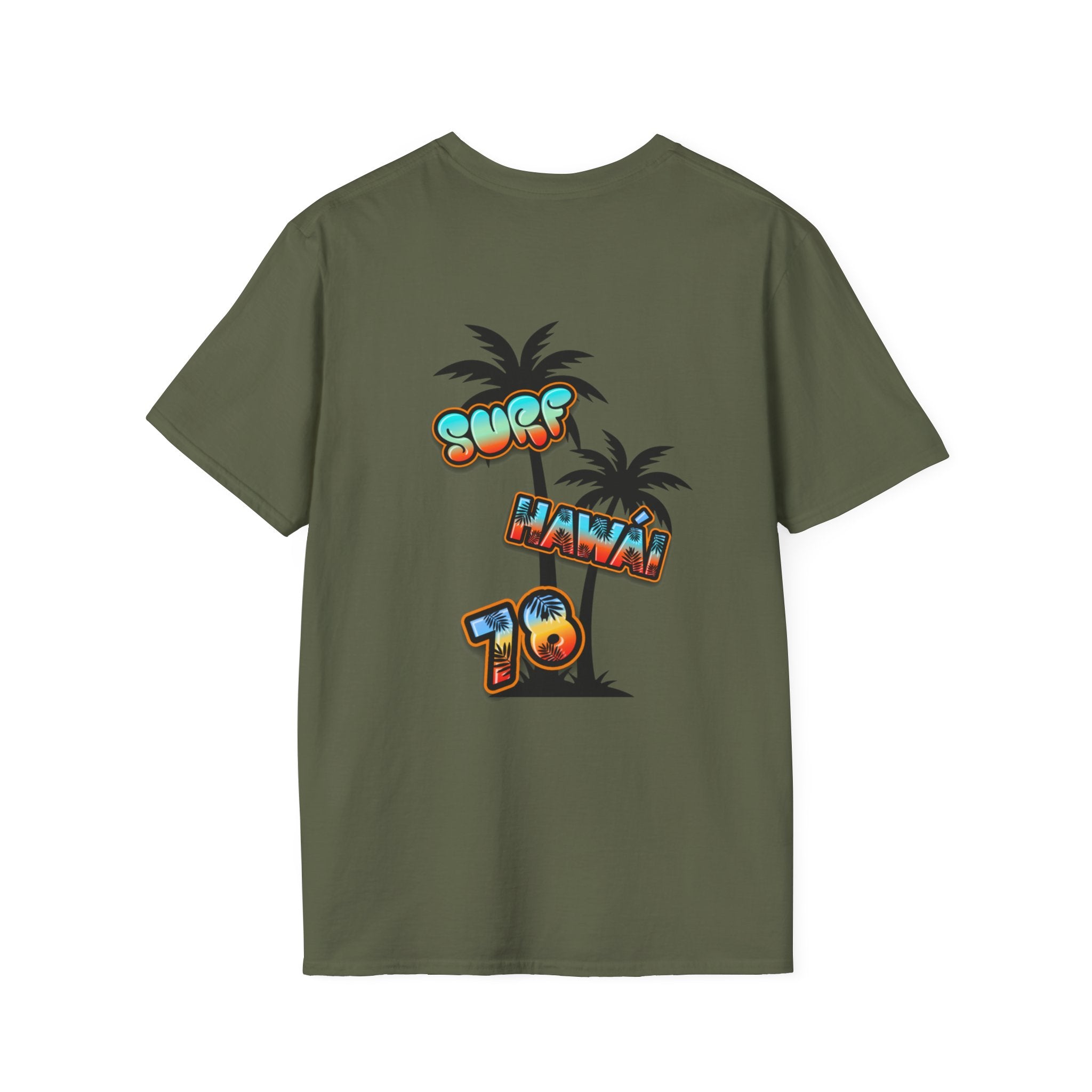 Surf Hawaii T-Shirt — Retro Tropical Sun & Palm Beach Tee