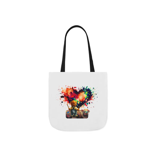 Artistic Heart Canvas Tote — Colorful Kid Painter Design