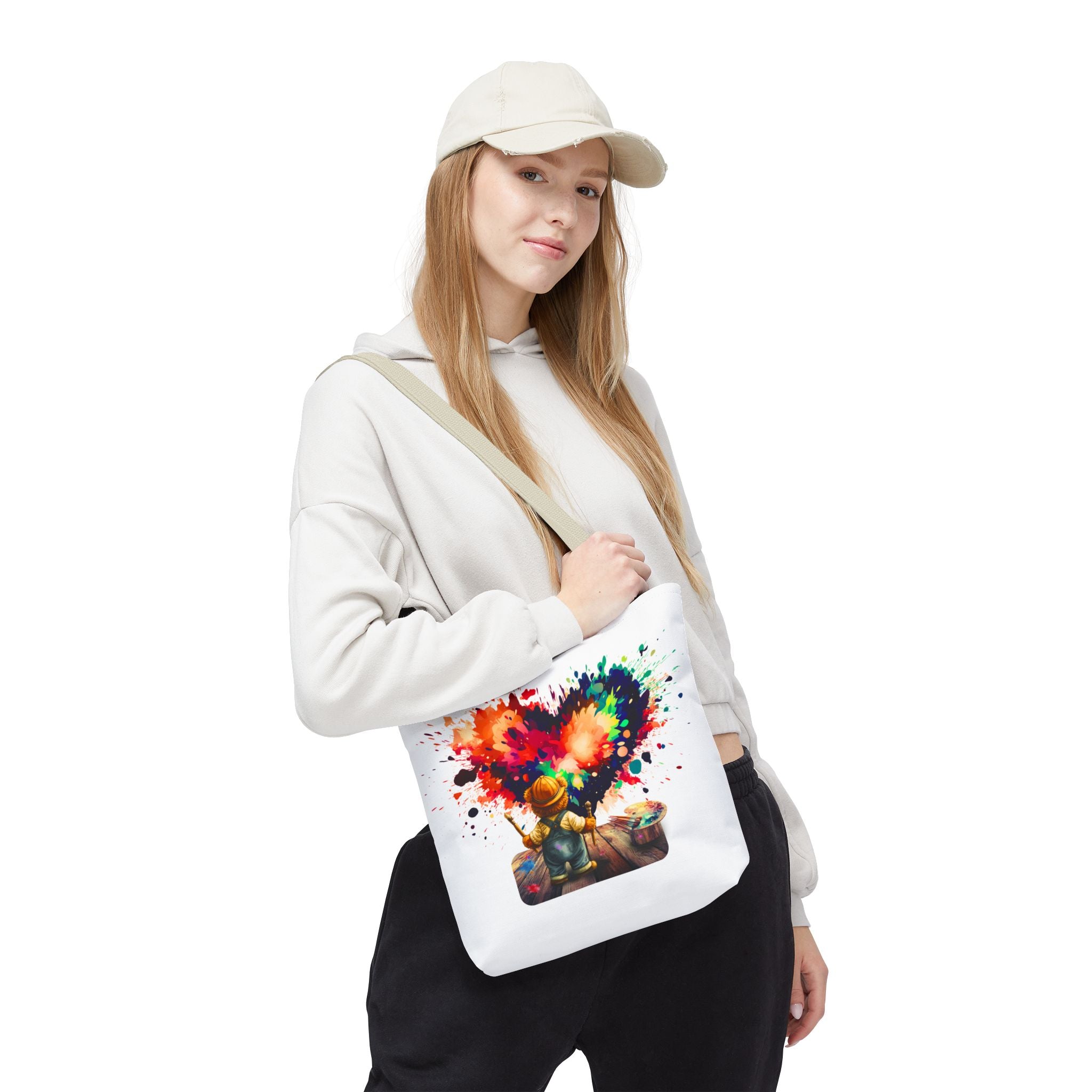 Artist Kid Paint Heart Tote Bag – Colorful Heart Splash All-Over Print Tote
