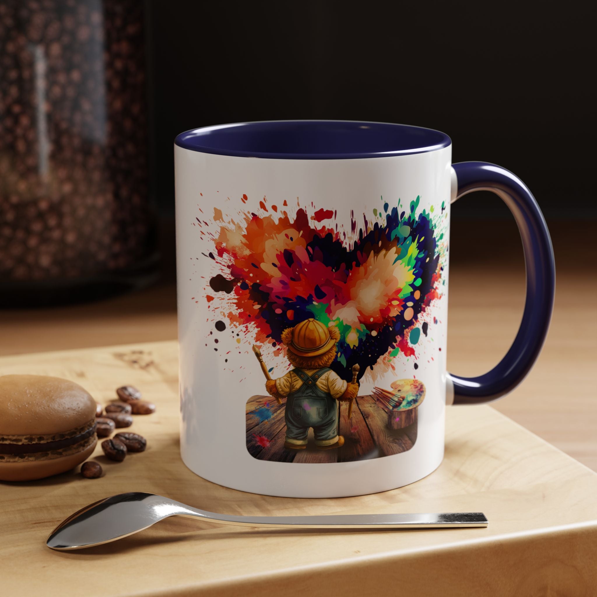 Colorful Heart Paint Mug — Artist Child Splash Coffee Cup (11/15oz)