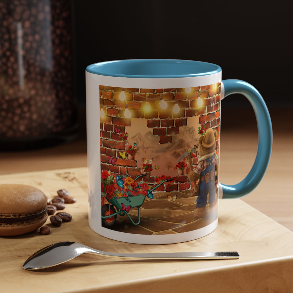 Garden Boy Coffee Mug — Whimsical Scarecrow Garden Scene Accent Mug