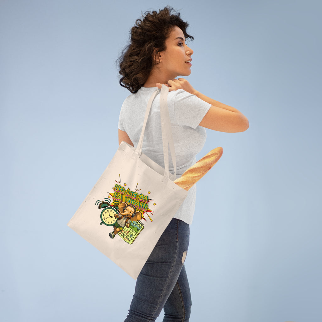 No Me Da La Vida Elephant Tote Bag – Funny Spanish Alarm Clock Design