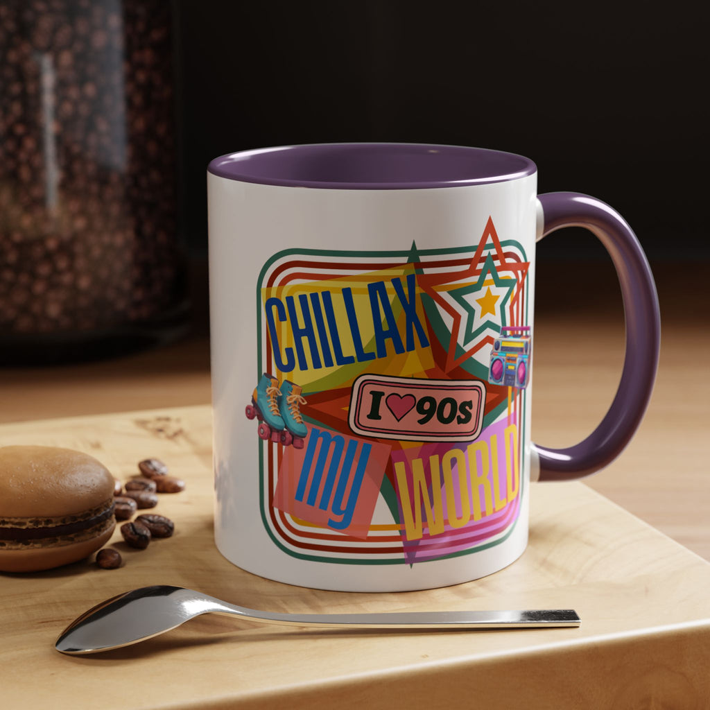 90s Retro 'Chillax My World' Accent Coffee Mug