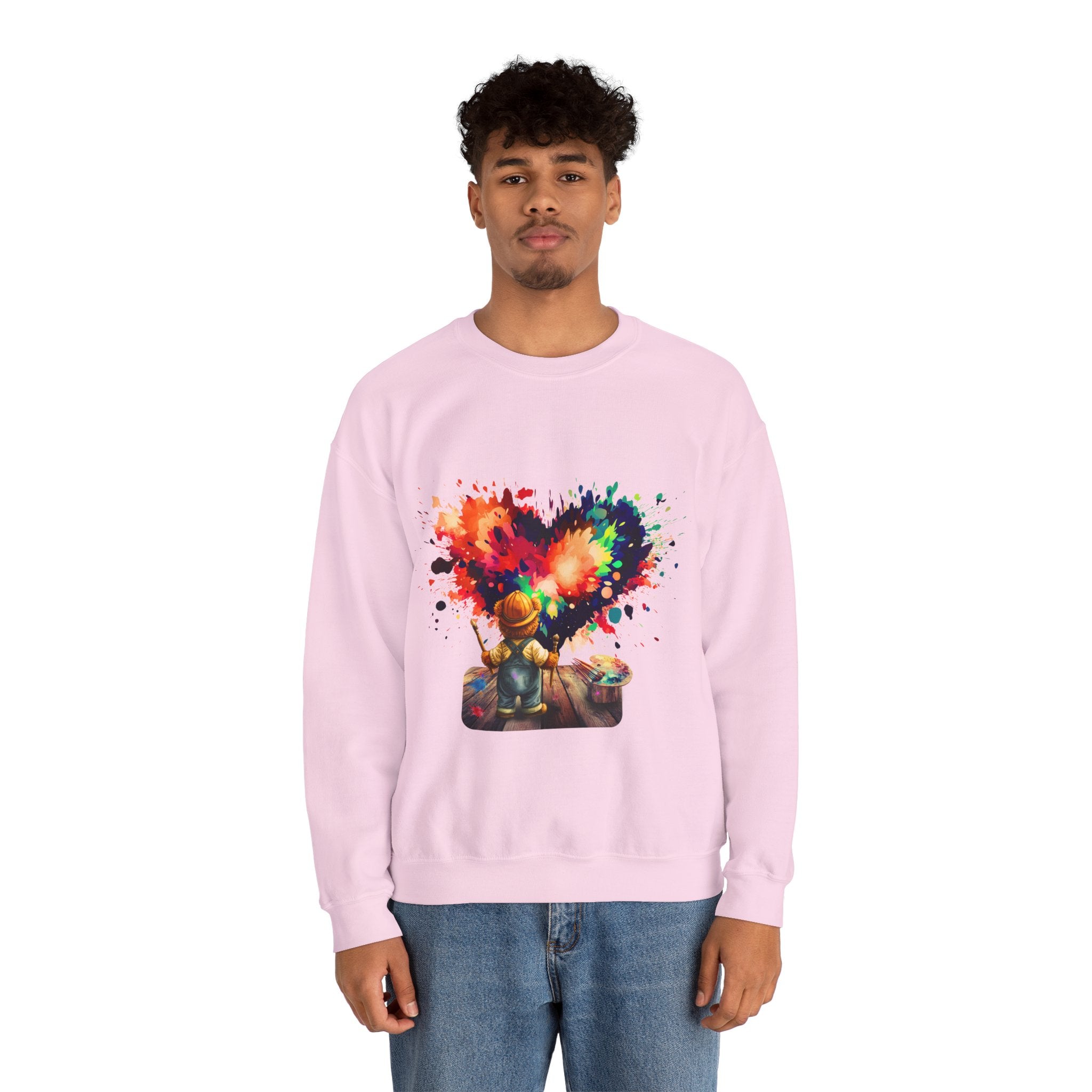 Paint Heart Crewneck Sweatshirt — Artist Painting Colorful Heart Design