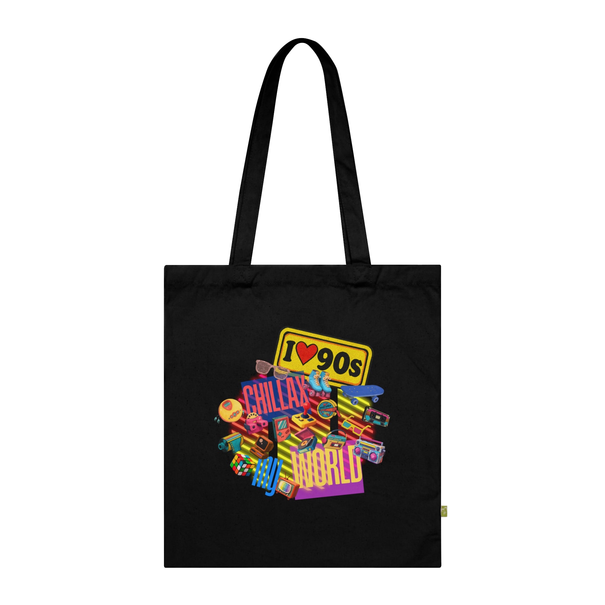 Tote Bag — Colorful "Create Your World" Retro Graphic Organic Tote