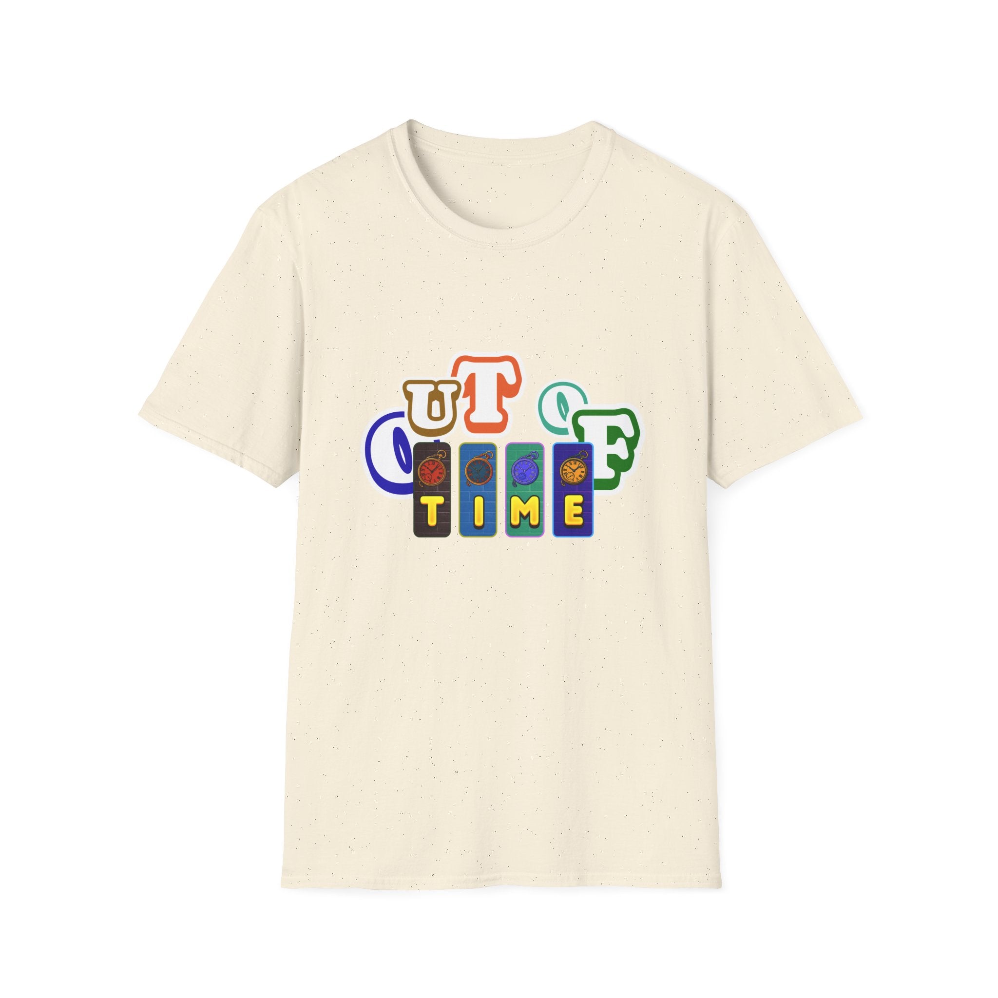 Out of Time T-Shirt — Retro Block Letter Graphic Tee
