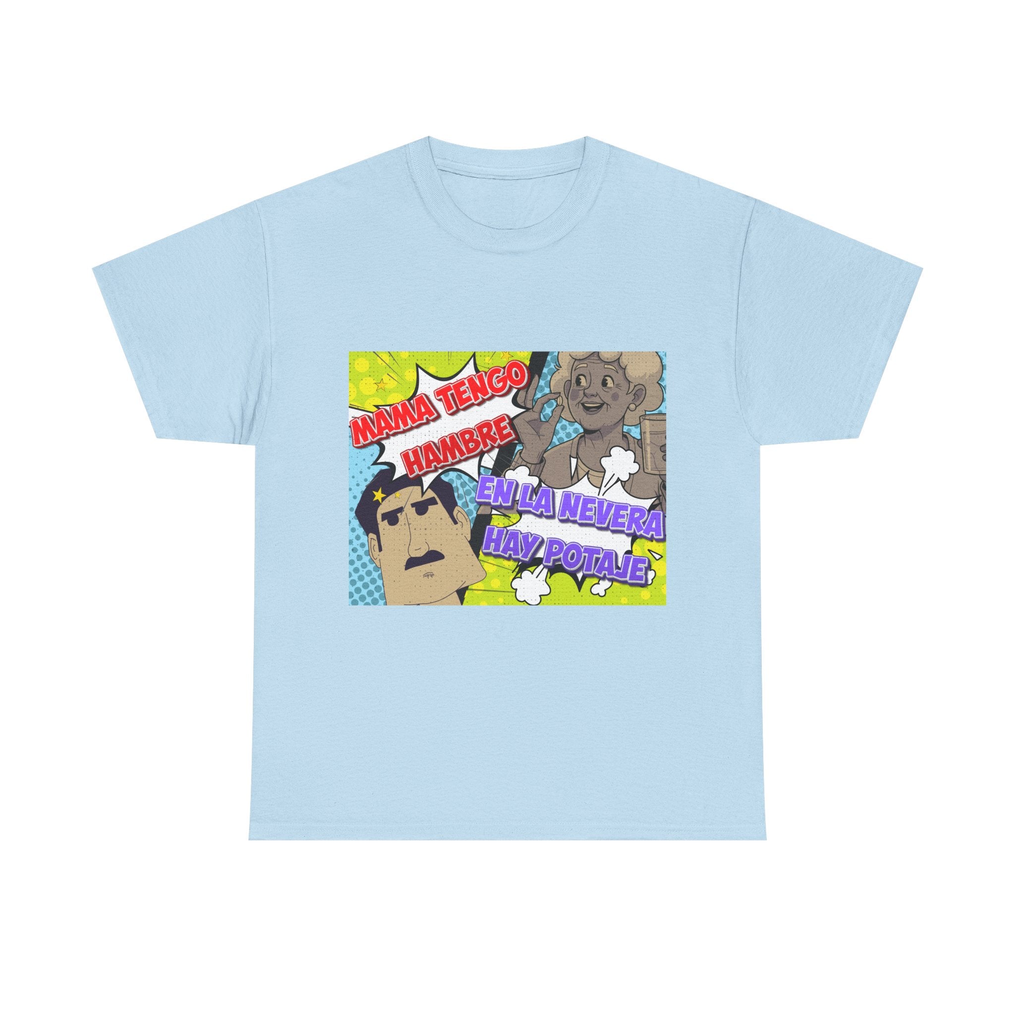 Pop Art Spanish Meme T-Shirt — "Mamá tengo hambre" Comic Tee