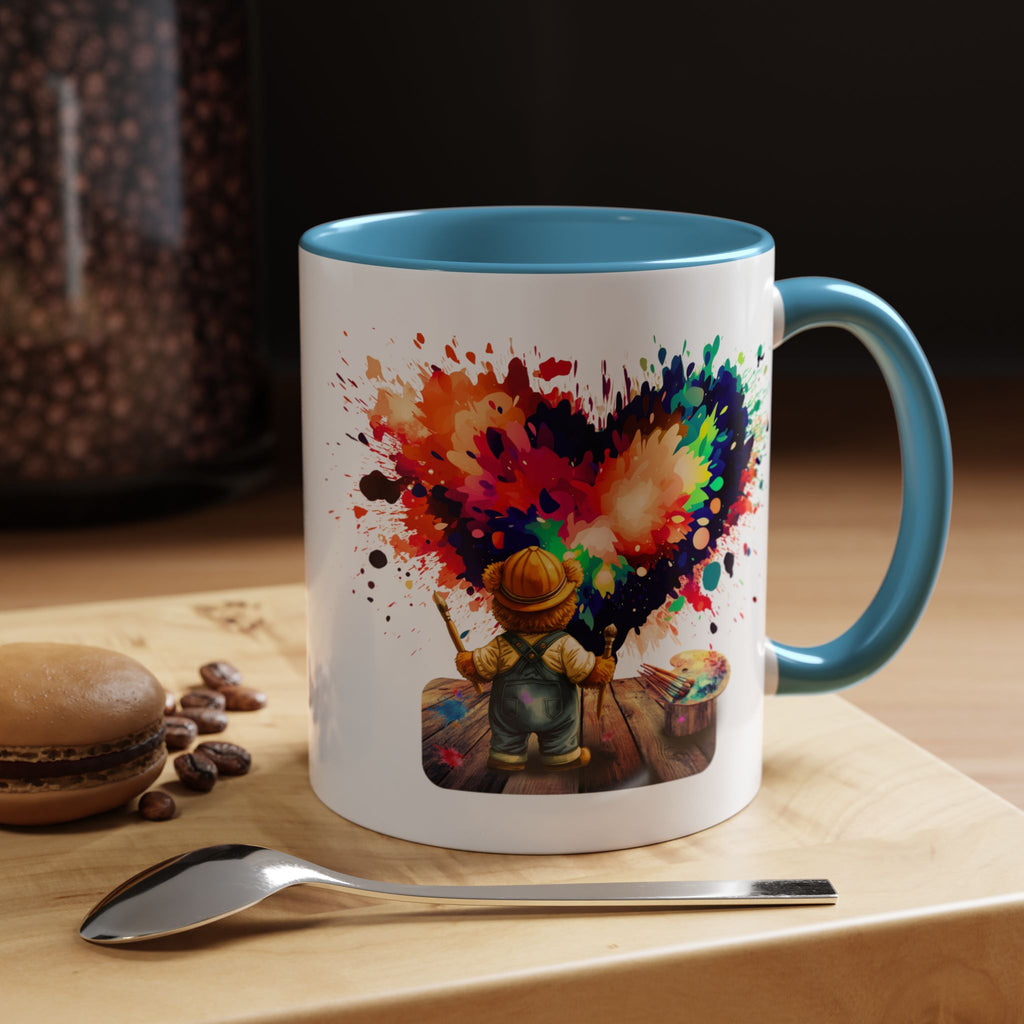 Colorful Heart Paint Mug — Artist Child Splash Coffee Cup (11/15oz)
