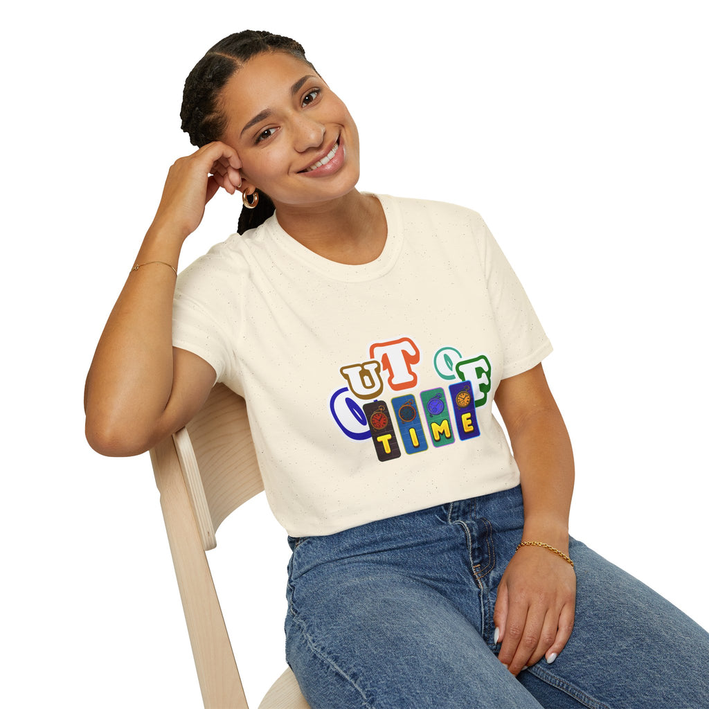 Out of Time T-Shirt — Retro Block Letter Graphic Tee