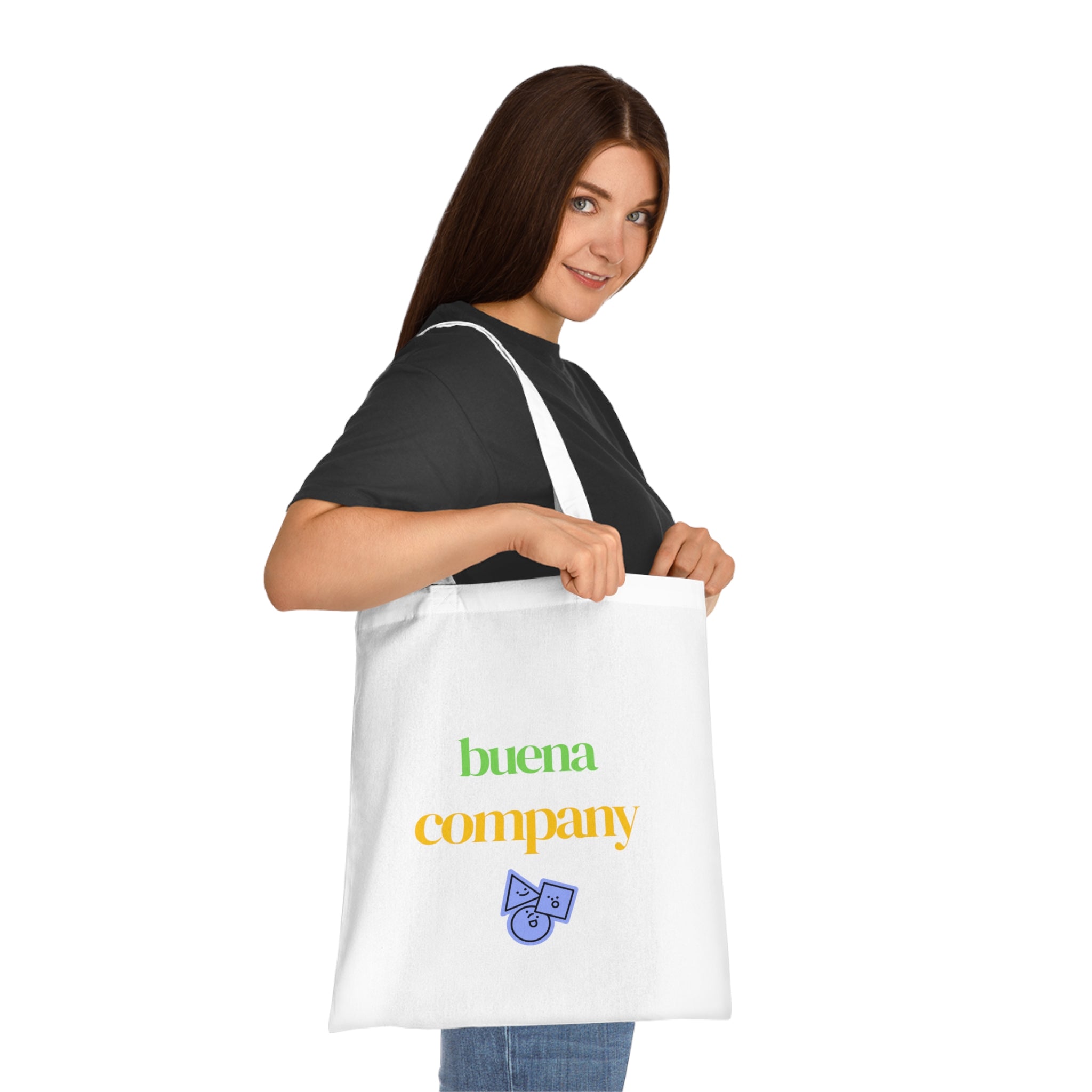 Buena Company Cotton Tote Bag — Colorful Text Grocery & Everyday Market Tote