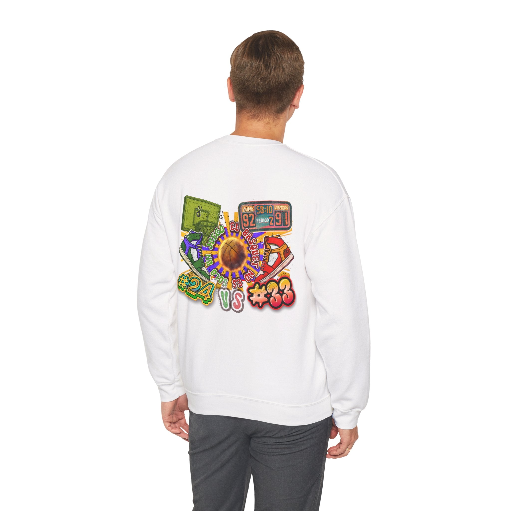 Crewneck Sweatshirt — Retro Basketball VS #24 vs #33 Graphic