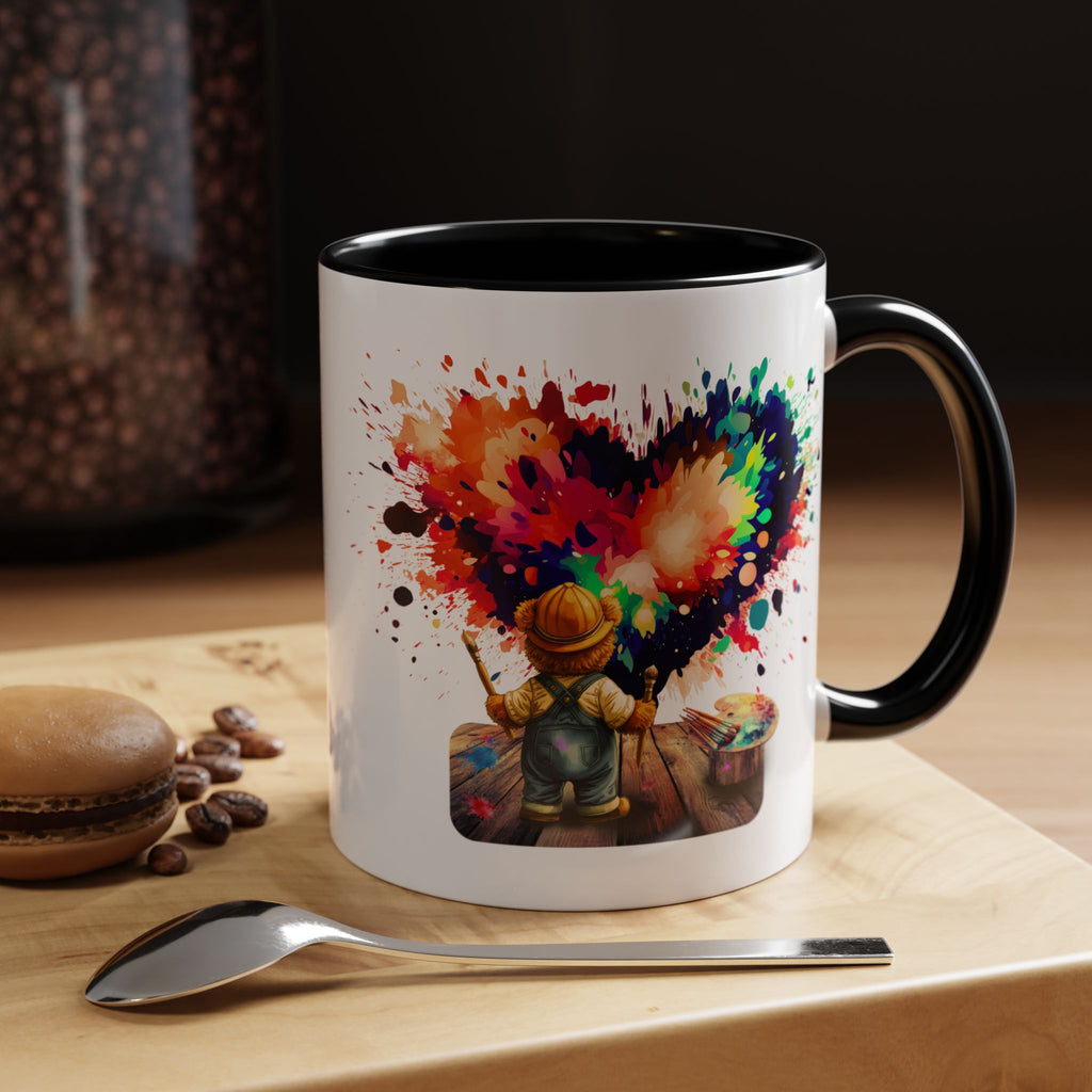 Colorful Heart Paint Mug — Artist Child Splash Coffee Cup (11/15oz)