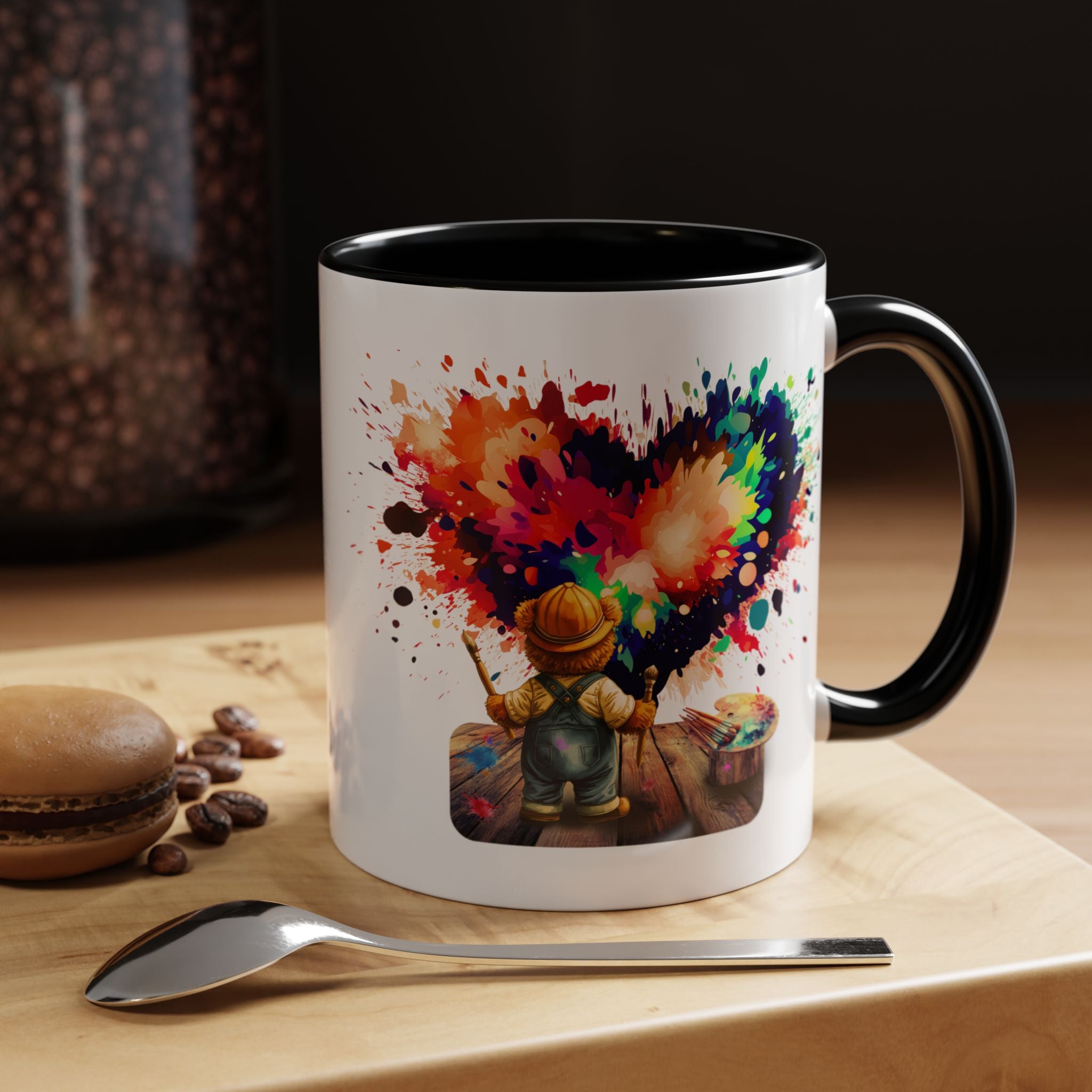 Colorful Heart Paint Mug — Artist Child Splash Coffee Cup (11/15oz)