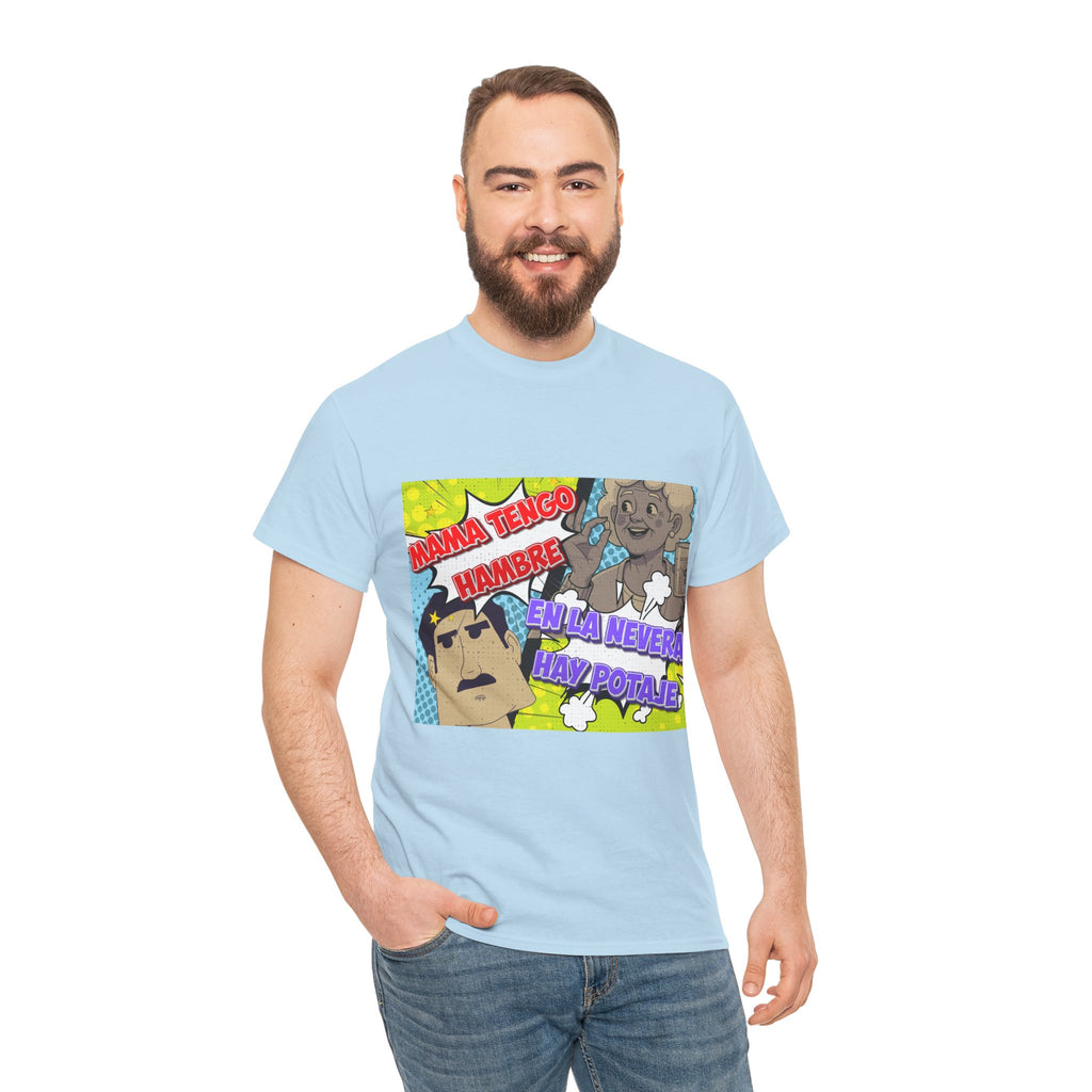 Pop Art Spanish Meme T-Shirt — "Mamá tengo hambre" Comic Tee