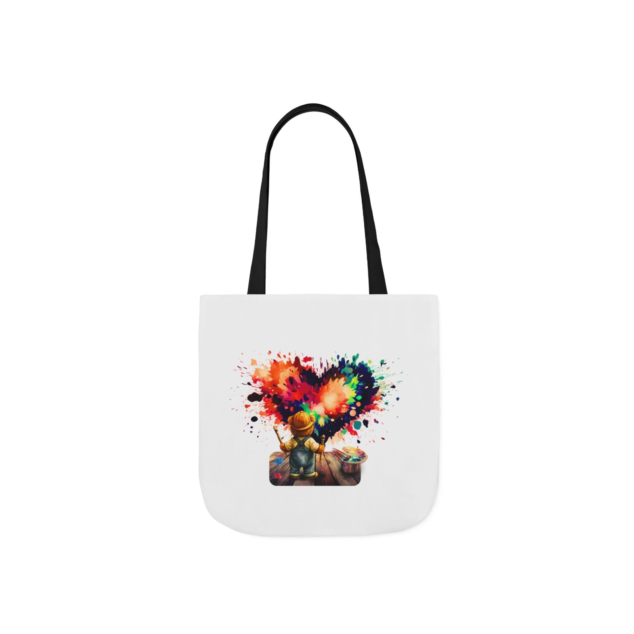 Artistic Heart Canvas Tote — Colorful Kid Painter Design