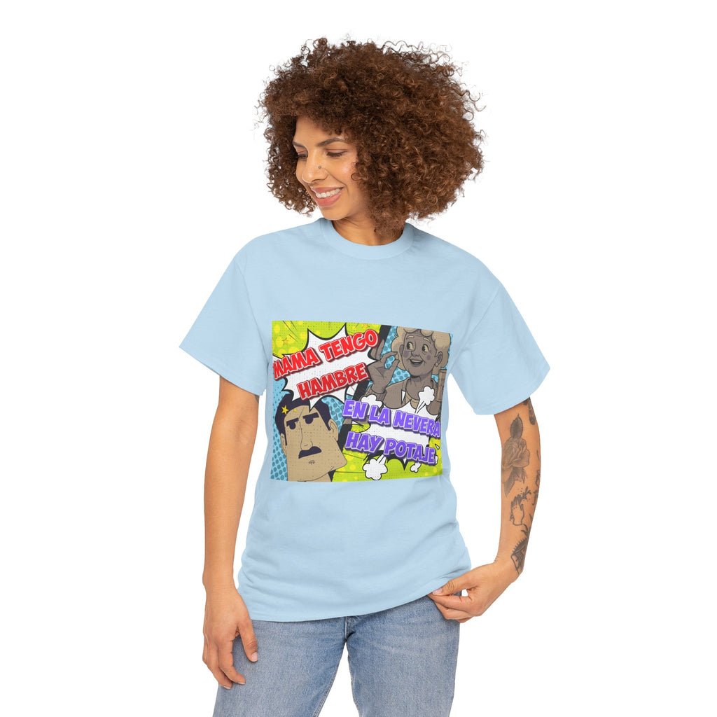 Pop Art Spanish Meme T-Shirt — "Mamá tengo hambre" Comic Tee
