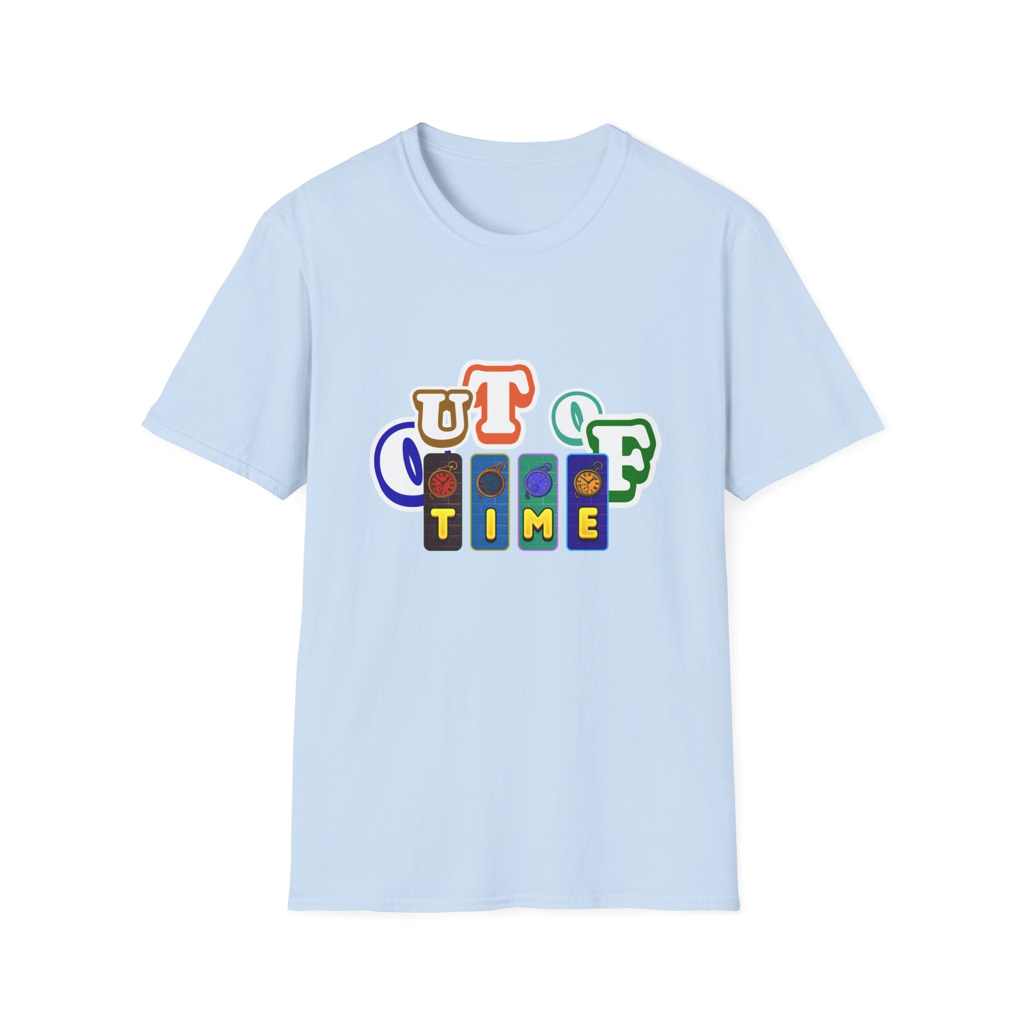 Out of Time T-Shirt — Retro Block Letter Graphic Tee