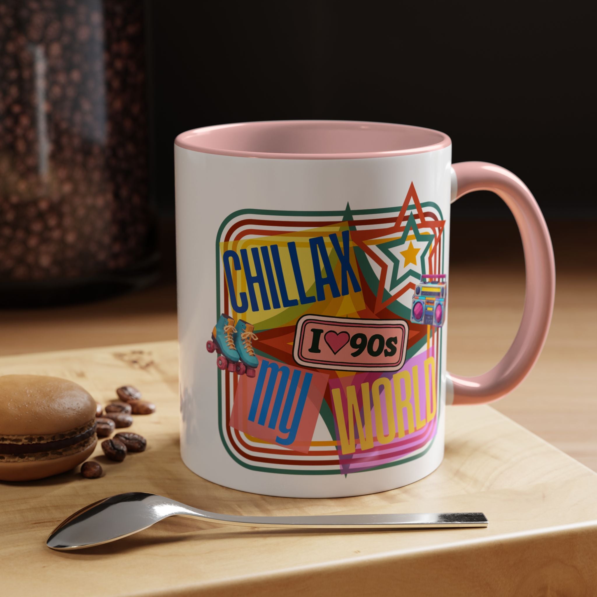90s Retro 'Chillax My World' Accent Coffee Mug