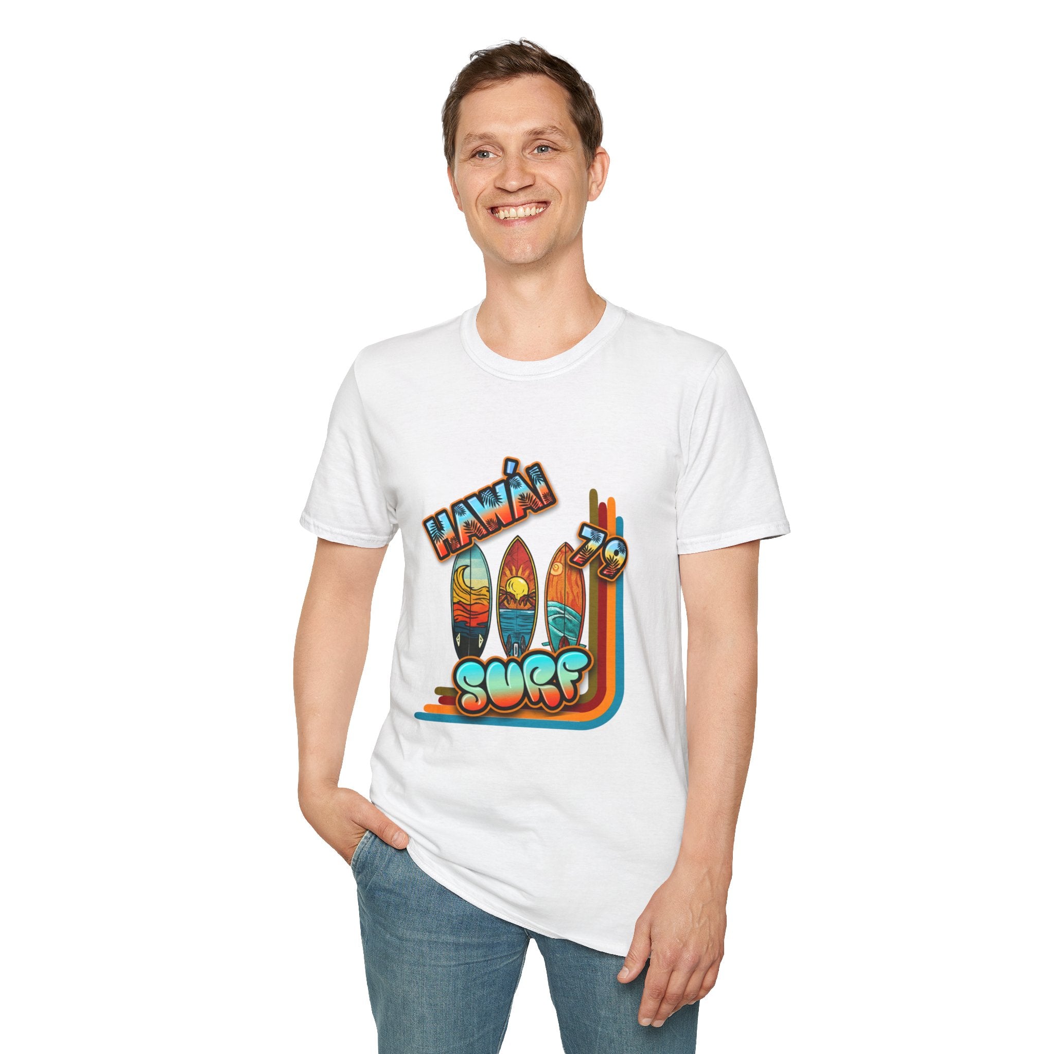 Hawaii Surf Retro T-Shirt — Vintage Surfboards & Shaka Graphic
