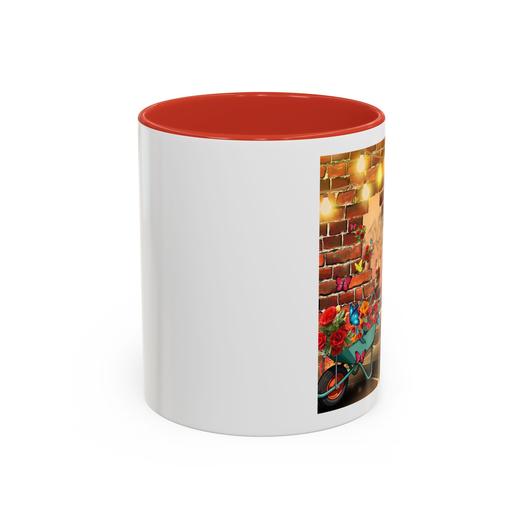 Garden Boy Coffee Mug — Whimsical Scarecrow Garden Scene Accent Mug