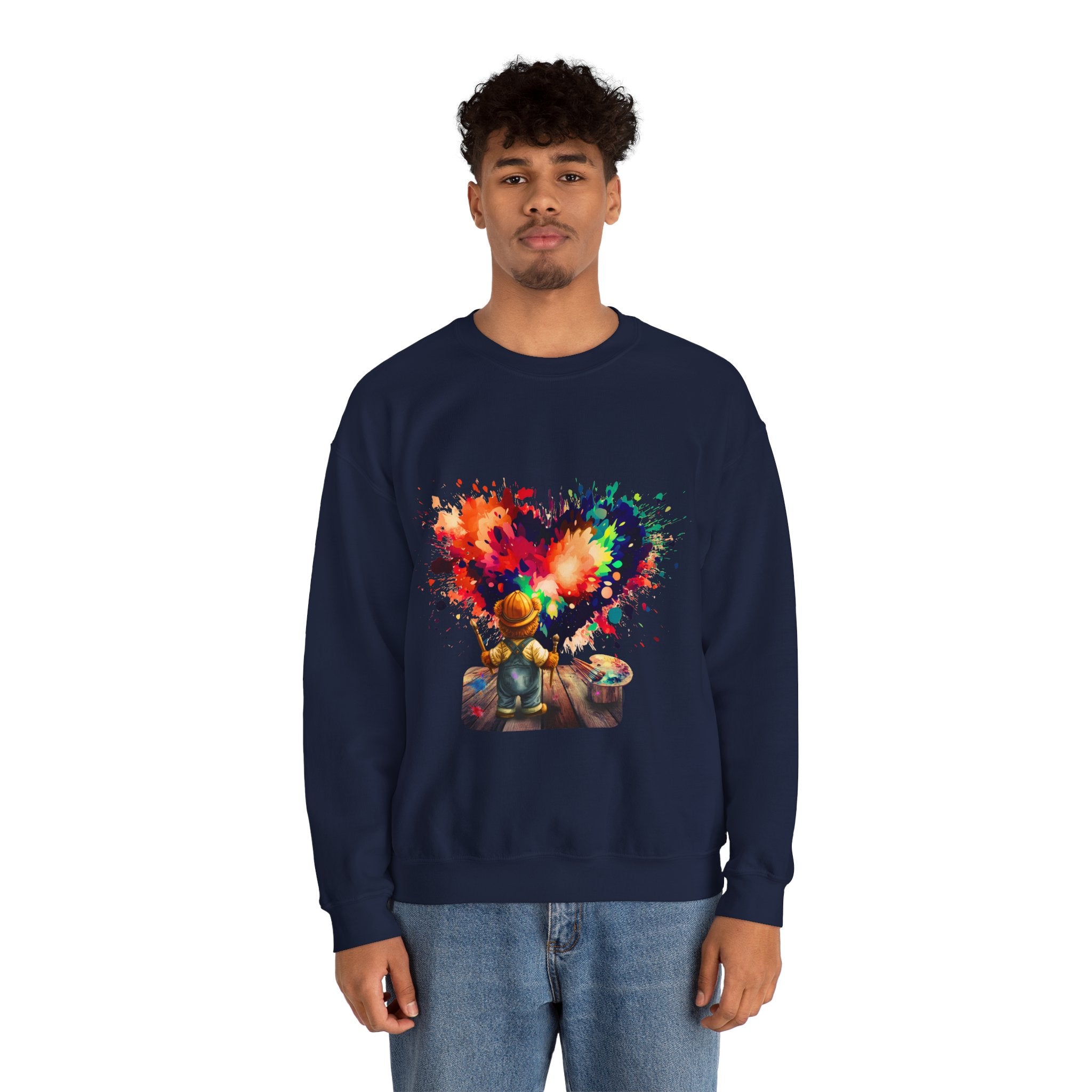 Paint Heart Crewneck Sweatshirt — Artist Painting Colorful Heart Design