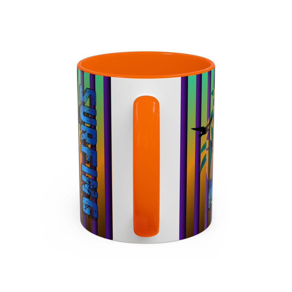 Surfing Life Coffee Mug — Colorful Sun & Surfboard Accent Mug (11/15oz)