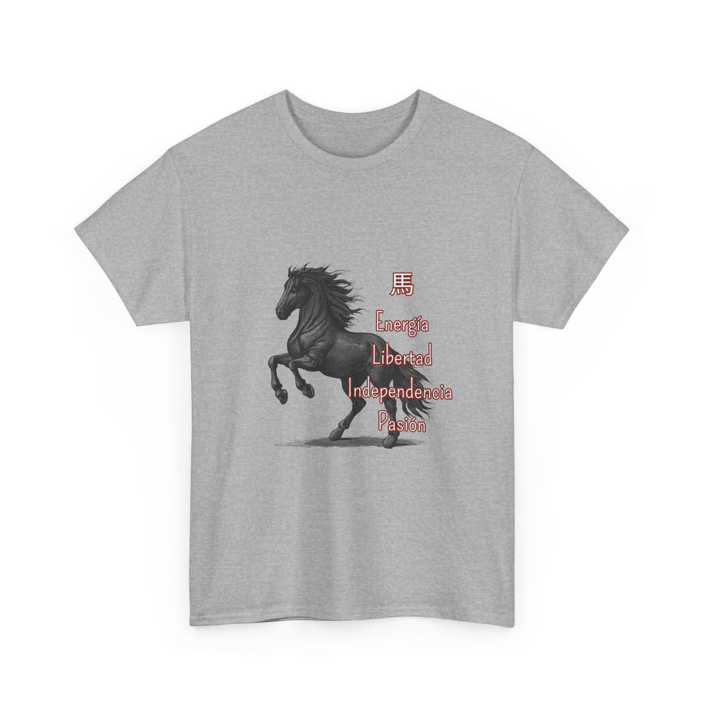 Galloping Black Horse Tee — 'Energy, Liberty, Independence, Passion' Graphic T-Shirt