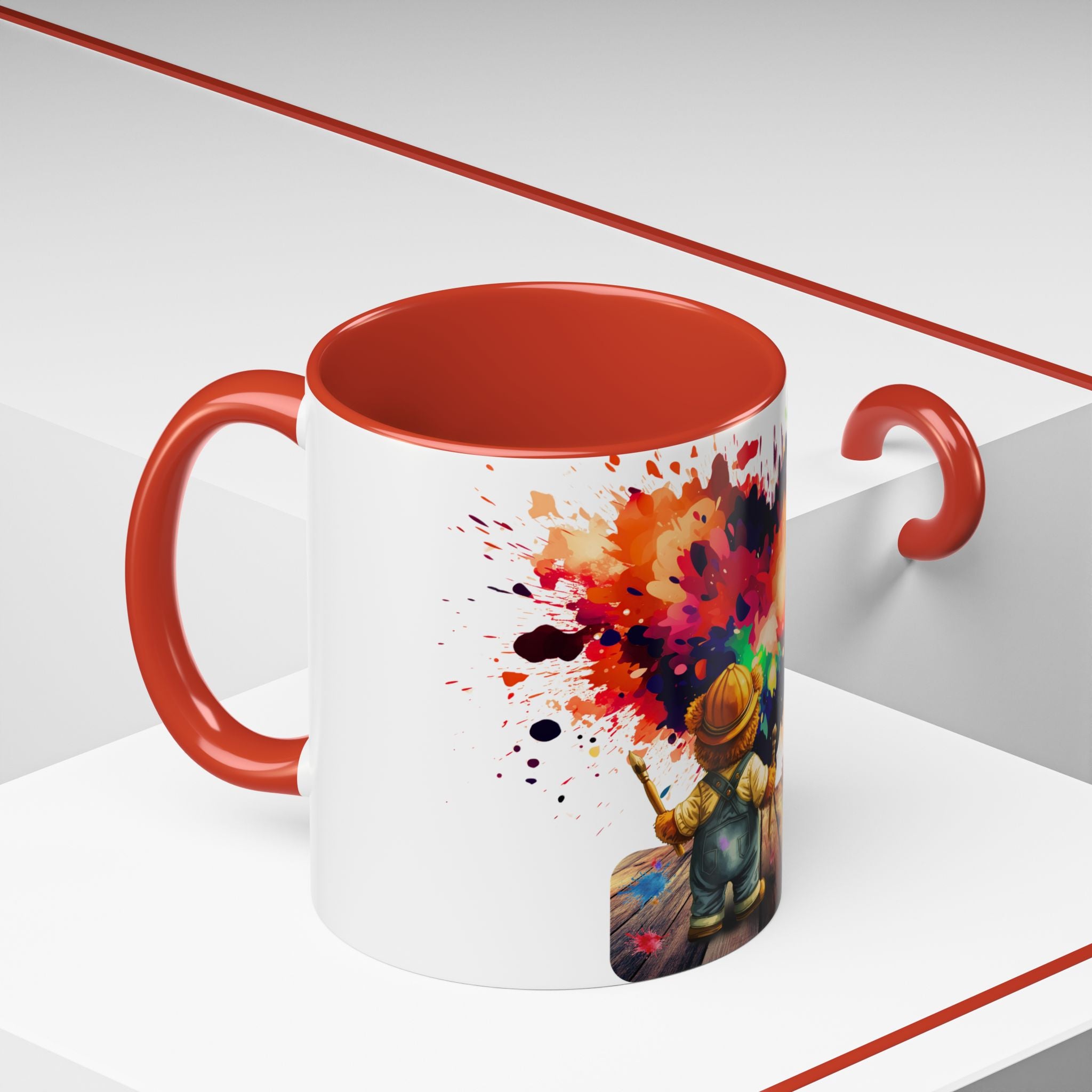 Colorful Heart Painter Coffee Mug — Kid Artist Splash Design (11/15oz)