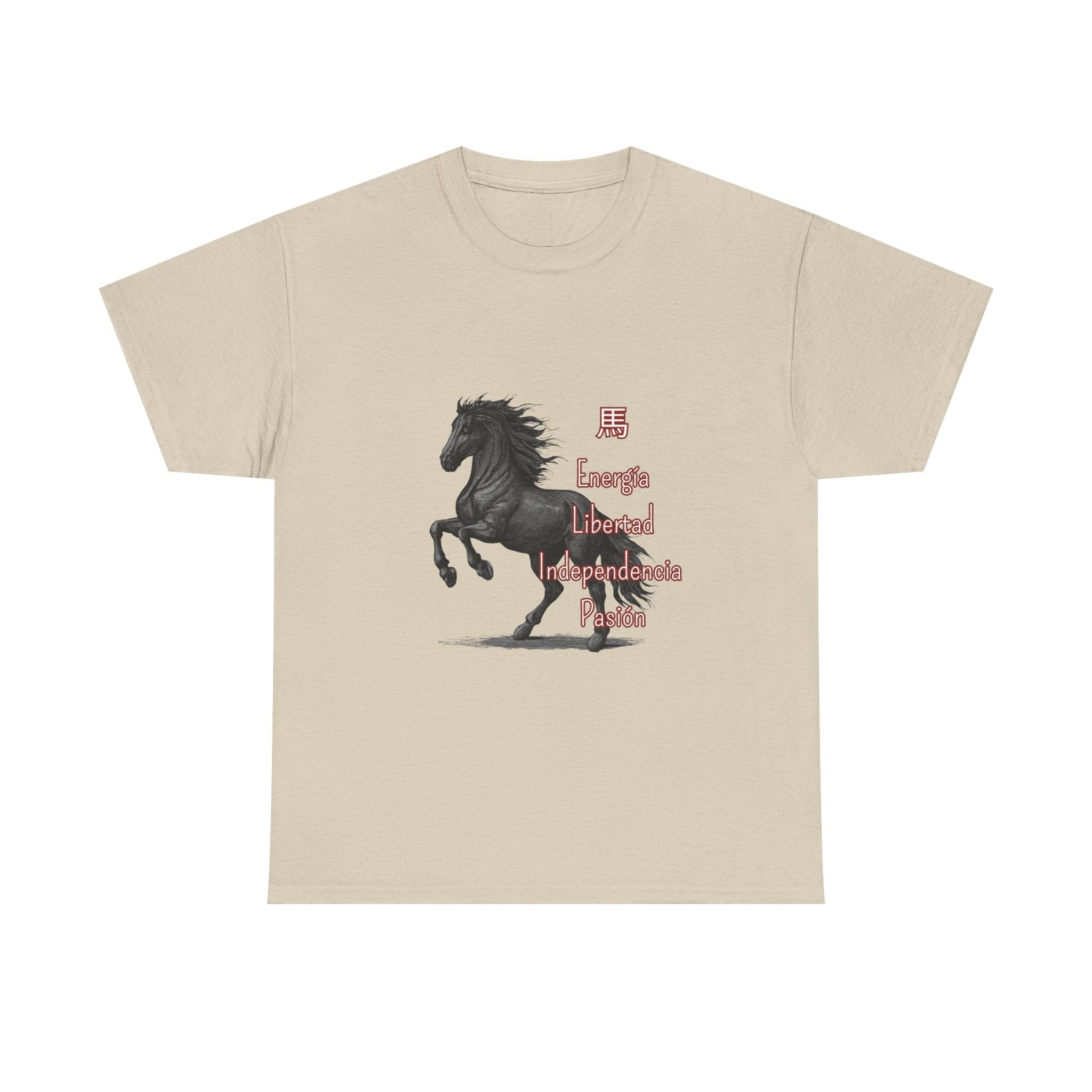 Galloping Black Horse Tee — 'Energy, Liberty, Independence, Passion' Graphic T-Shirt
