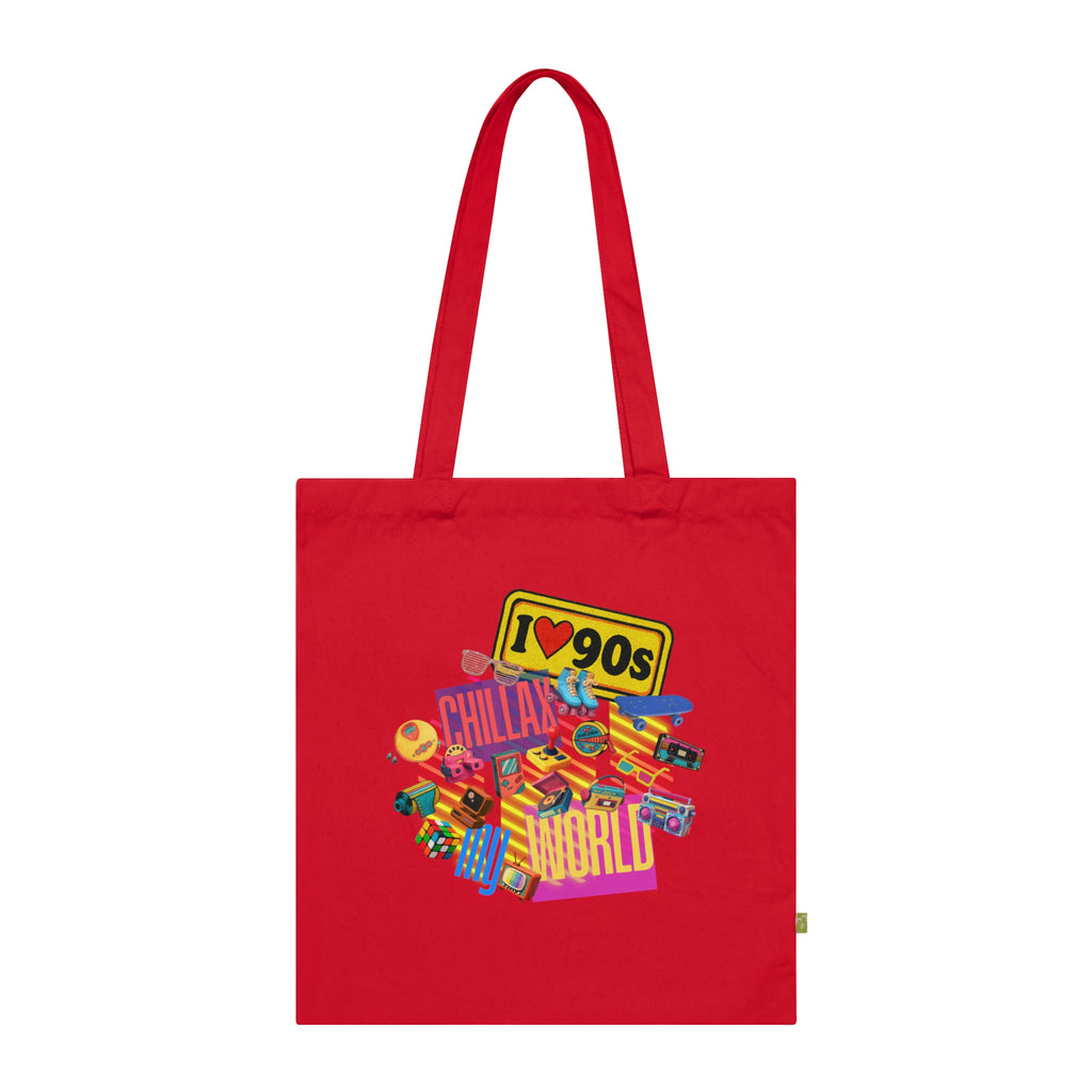 Tote Bag — Colorful "Create Your World" Retro Graphic Organic Tote