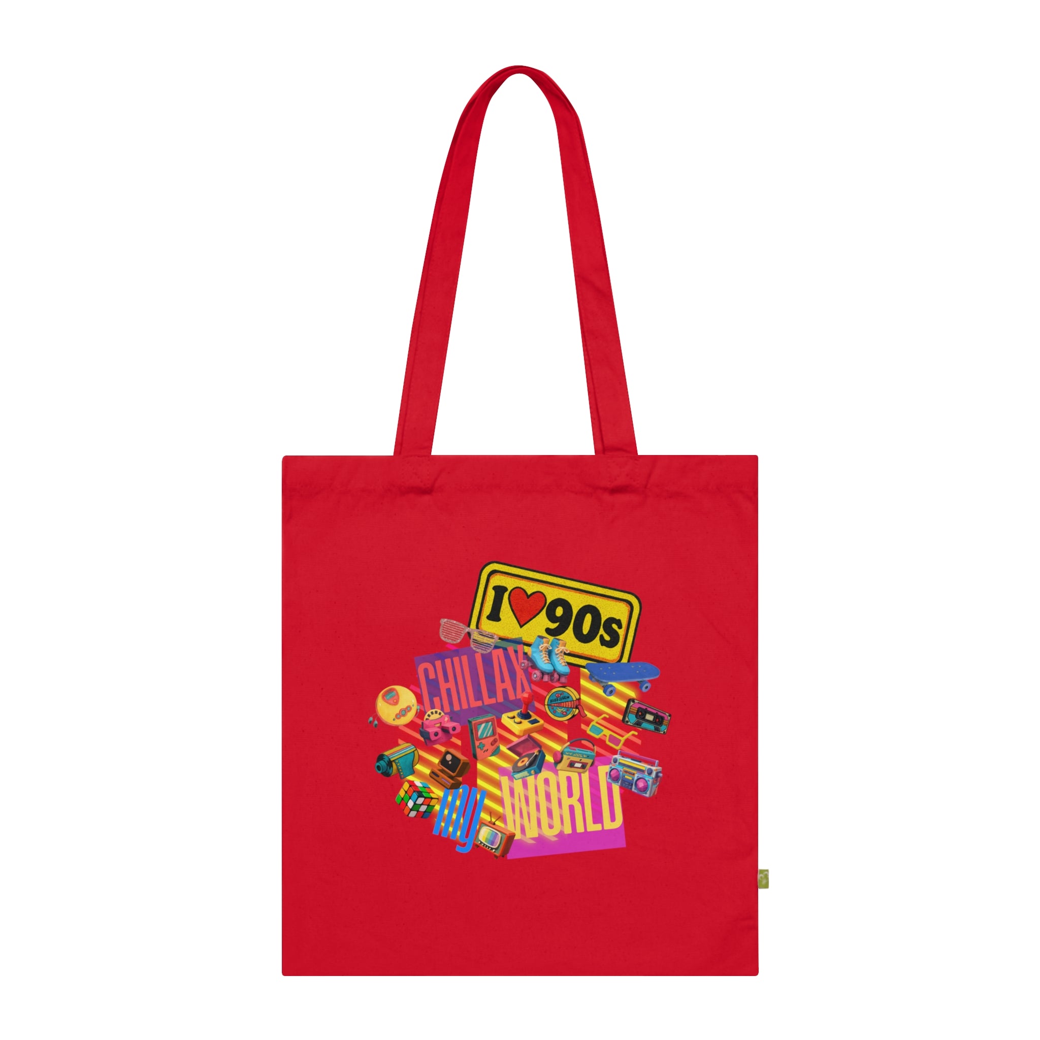 Tote Bag — Colorful "Create Your World" Retro Graphic Organic Tote