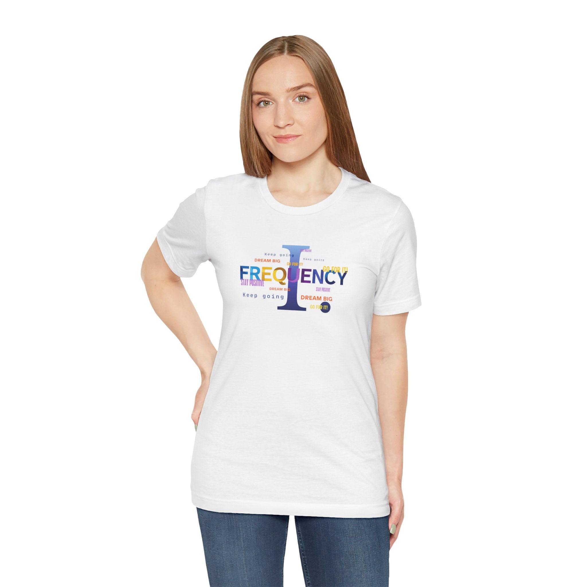 Frequency Graphic Tee — Inspirational Vibes, Repeated Typography Design
