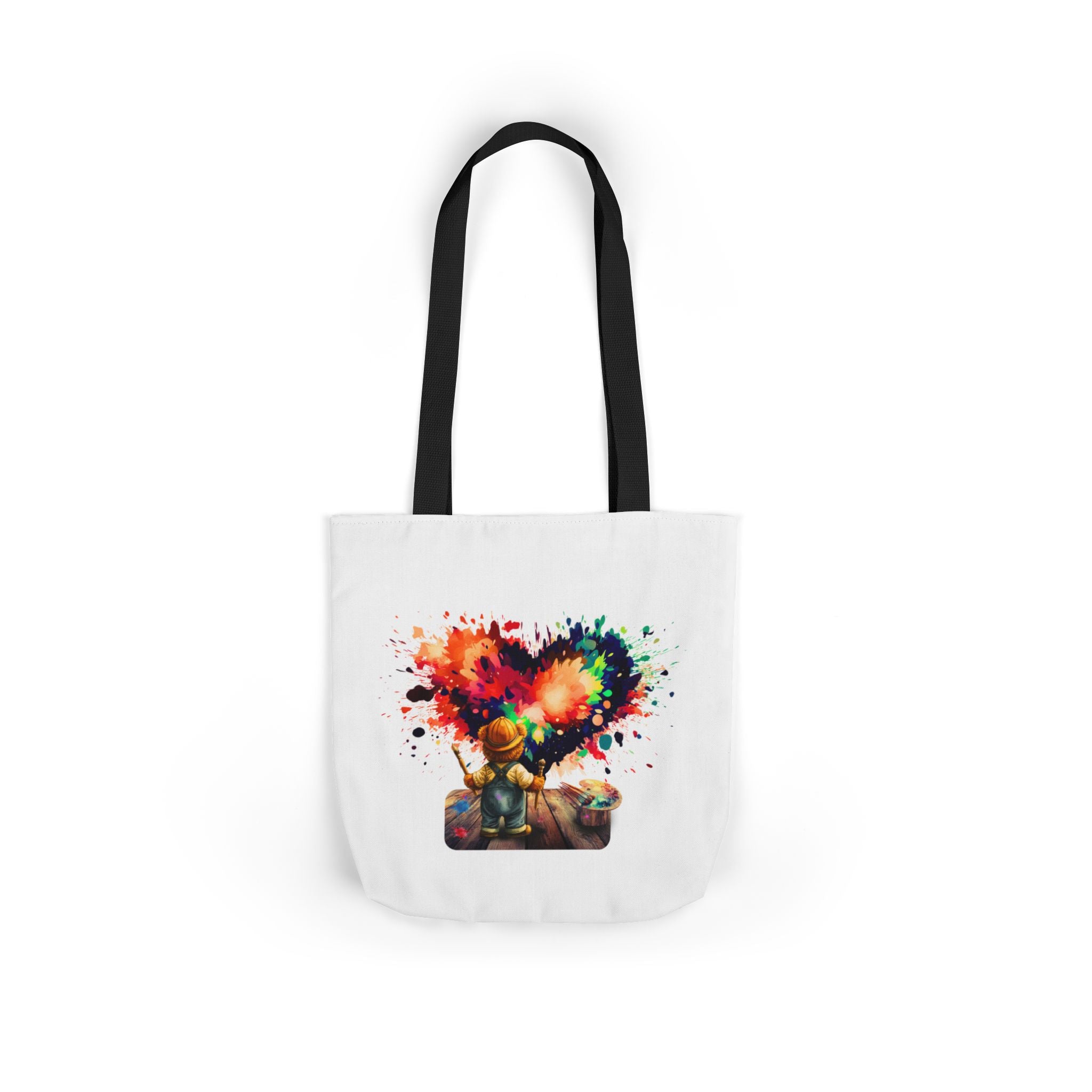 Artistic Heart Canvas Tote — Colorful Kid Painter Design