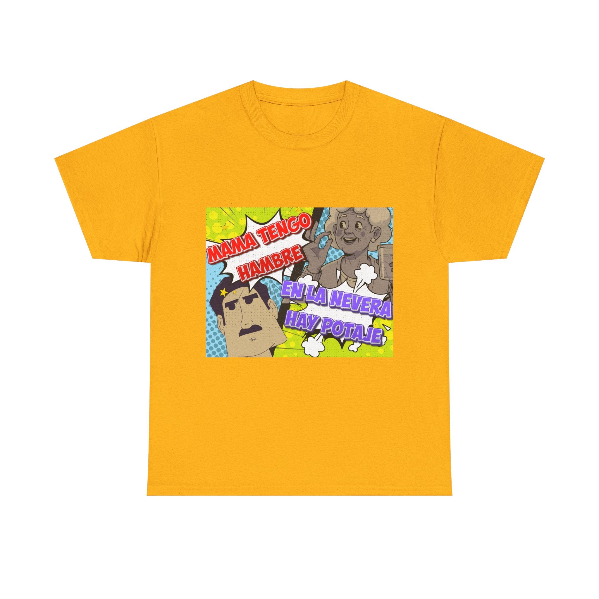 Pop Art Spanish Meme T-Shirt — "Mamá tengo hambre" Comic Tee