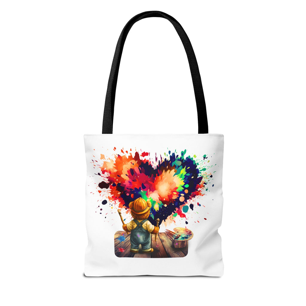 Artist Kid Paint Heart Tote Bag – Colorful Heart Splash All-Over Print Tote