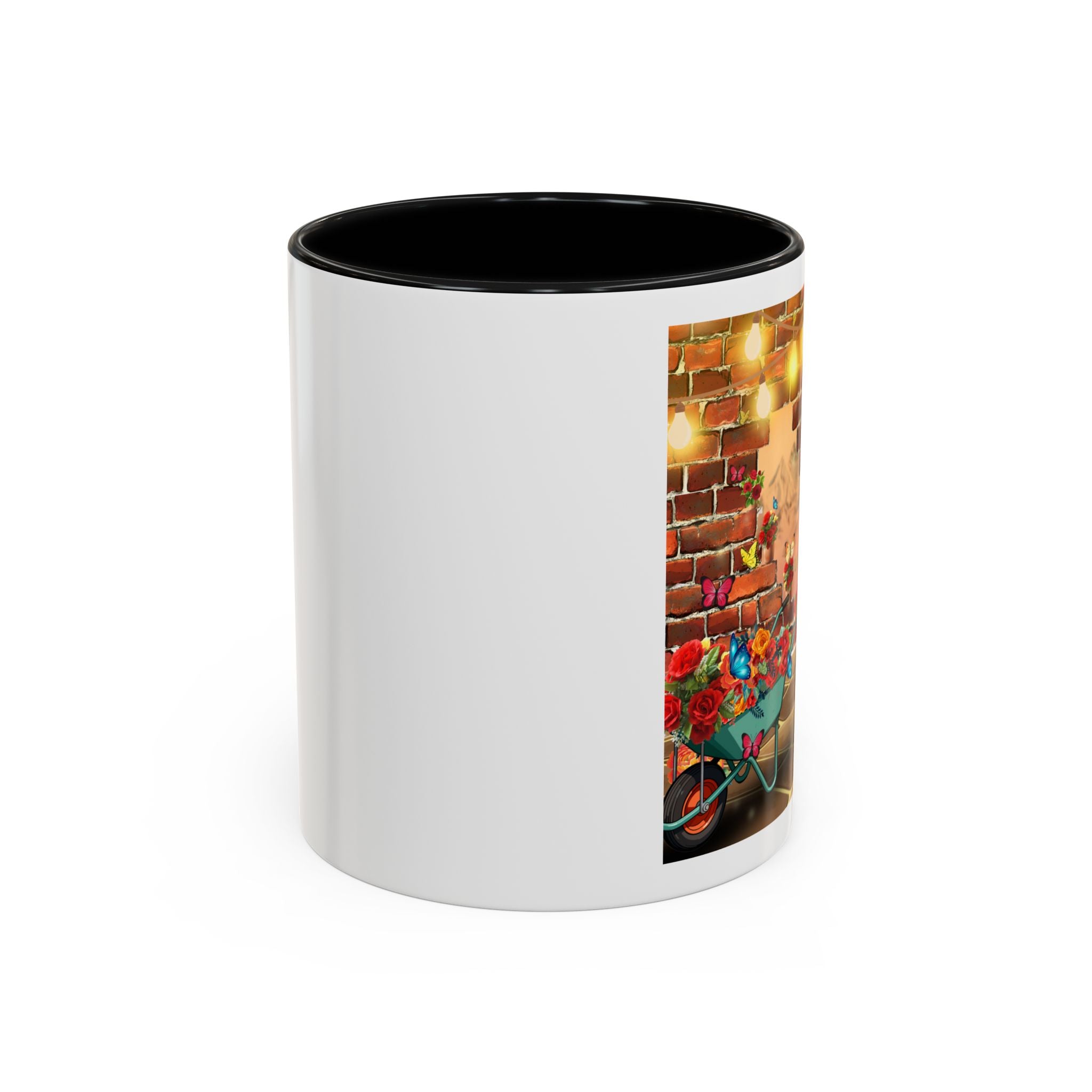 Garden Boy Coffee Mug — Whimsical Scarecrow Garden Scene Accent Mug