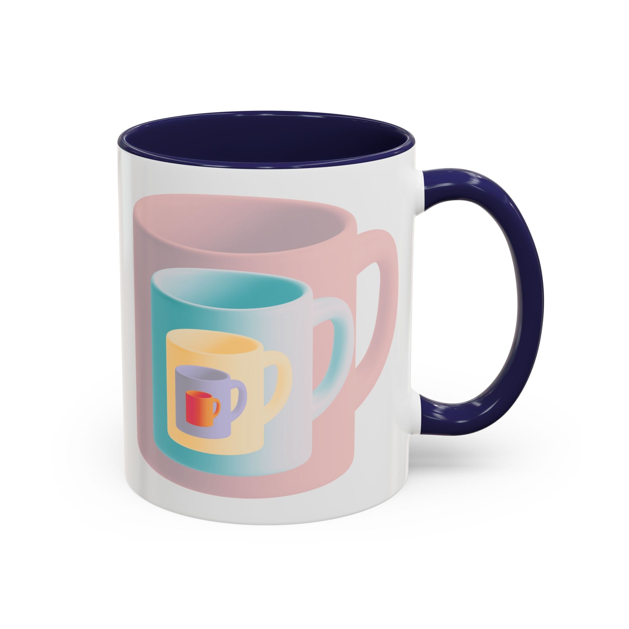 Nested Mugs Coffee Mug — Colorful Retro Stacked Cup Design (11/15oz)