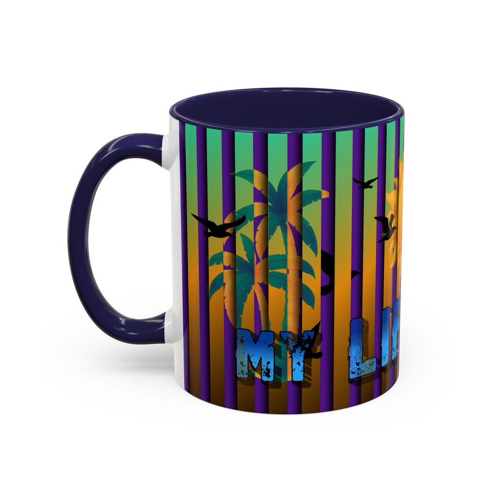 Surfing Life Coffee Mug — Colorful Sun & Surfboard Accent Mug (11/15oz)