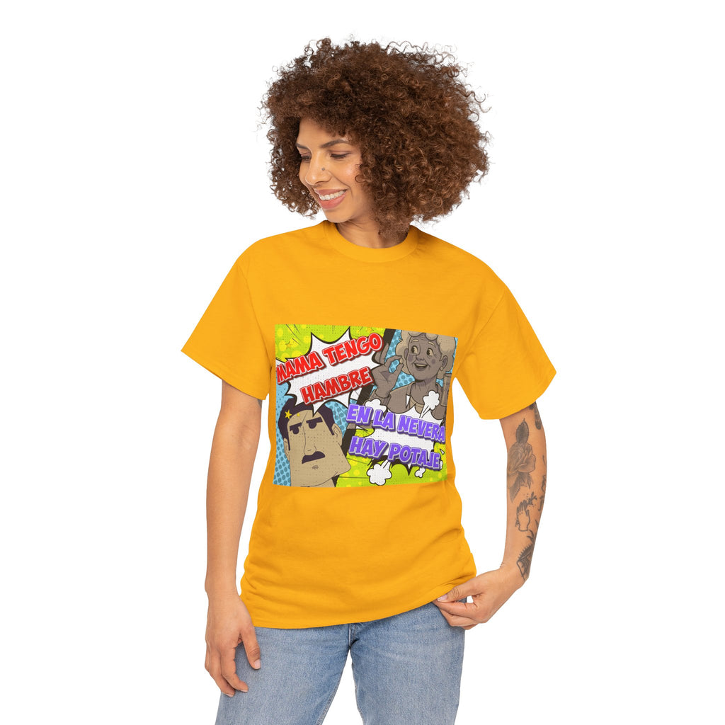 Pop Art Spanish Meme T-Shirt — "Mamá tengo hambre" Comic Tee