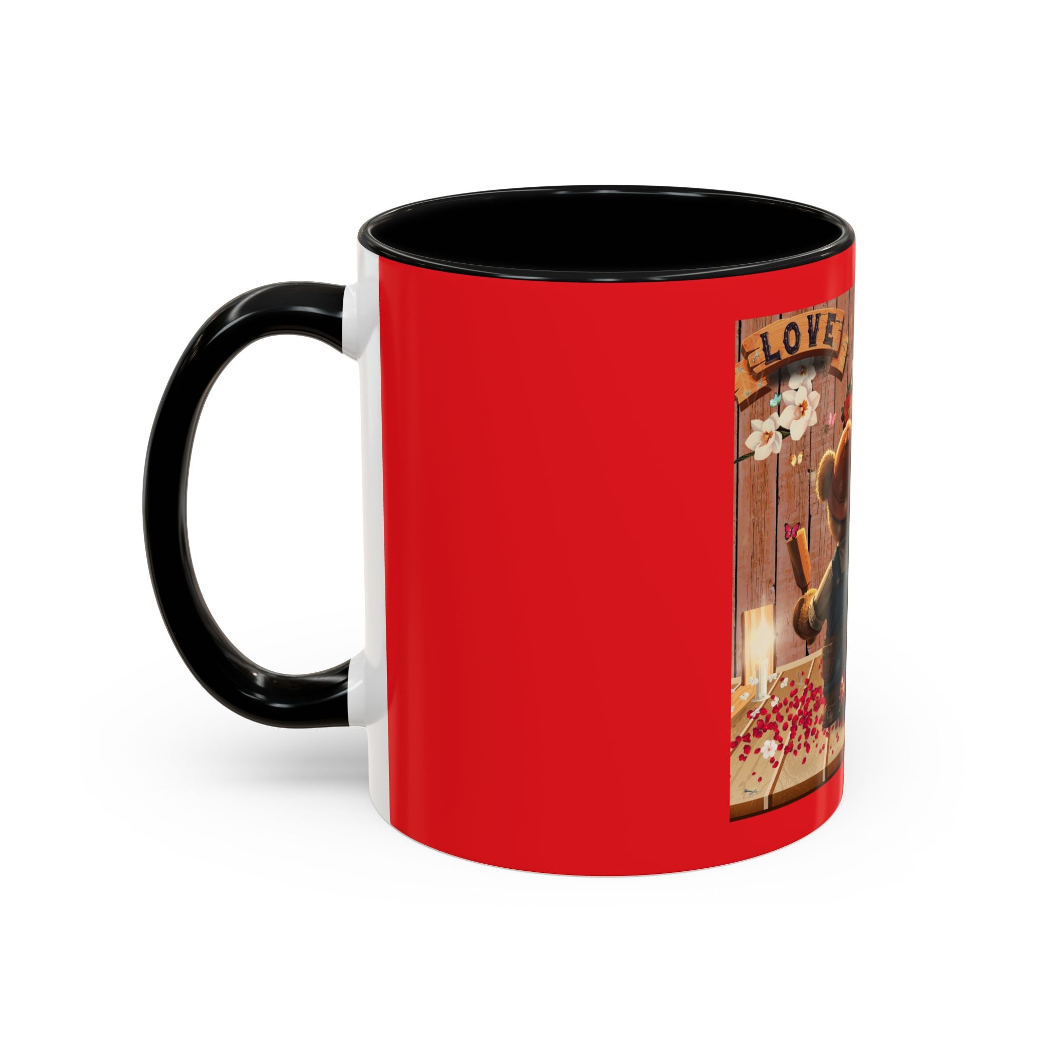 Valentine Bear Coffee Mug — Rustic Heart Cottagecore Accent Mug (11/15 oz)
