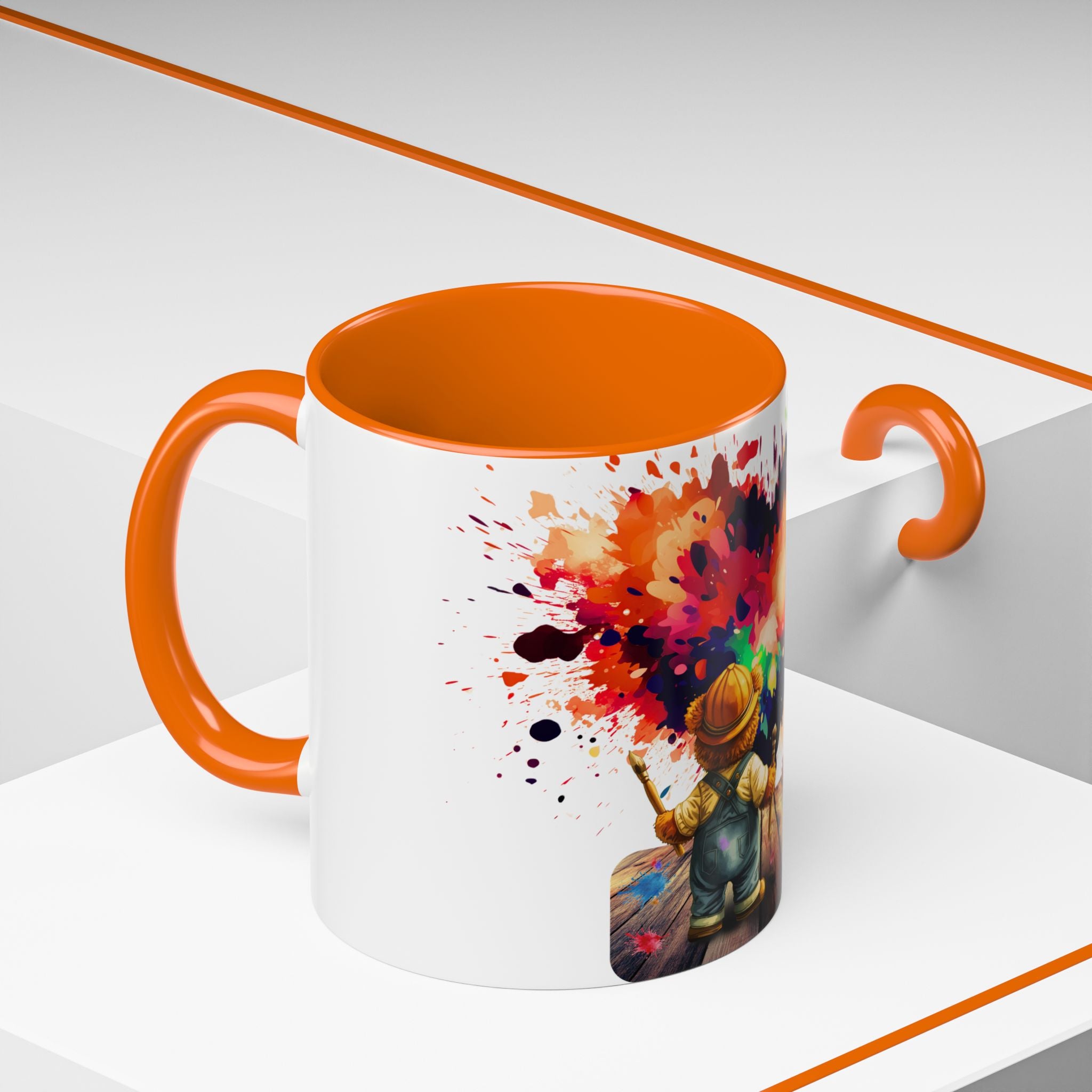Colorful Heart Painter Coffee Mug — Kid Artist Splash Design (11/15oz)