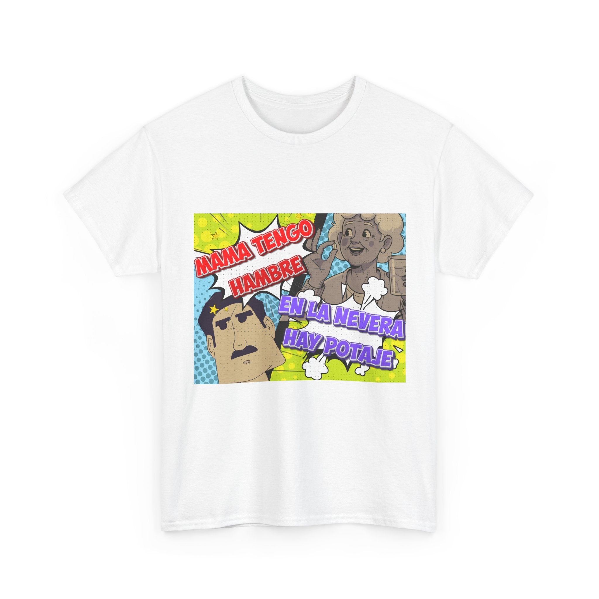 Pop Art Spanish Meme T-Shirt — "Mamá tengo hambre" Comic Tee