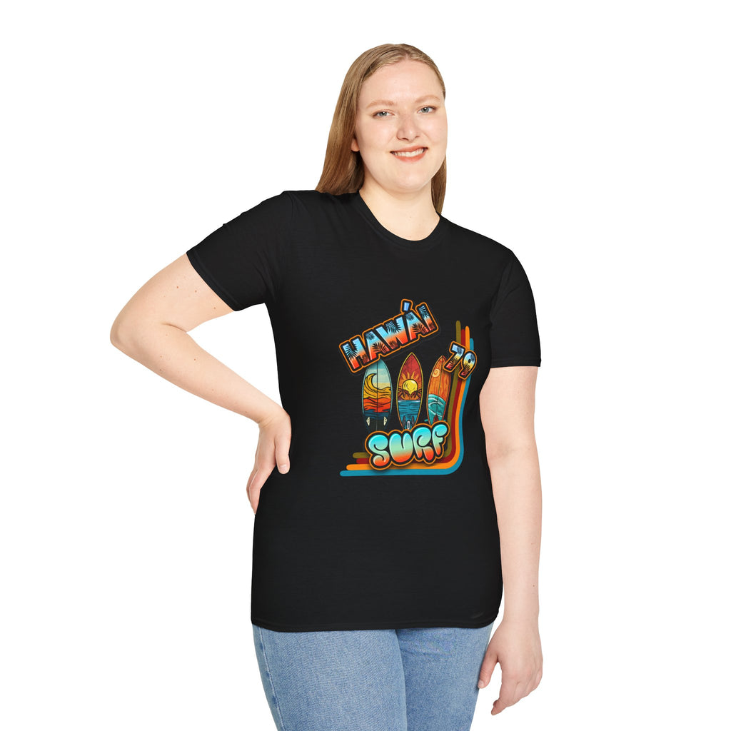 Hawaii Surf Retro T-Shirt — Vintage Surfboards & Shaka Graphic