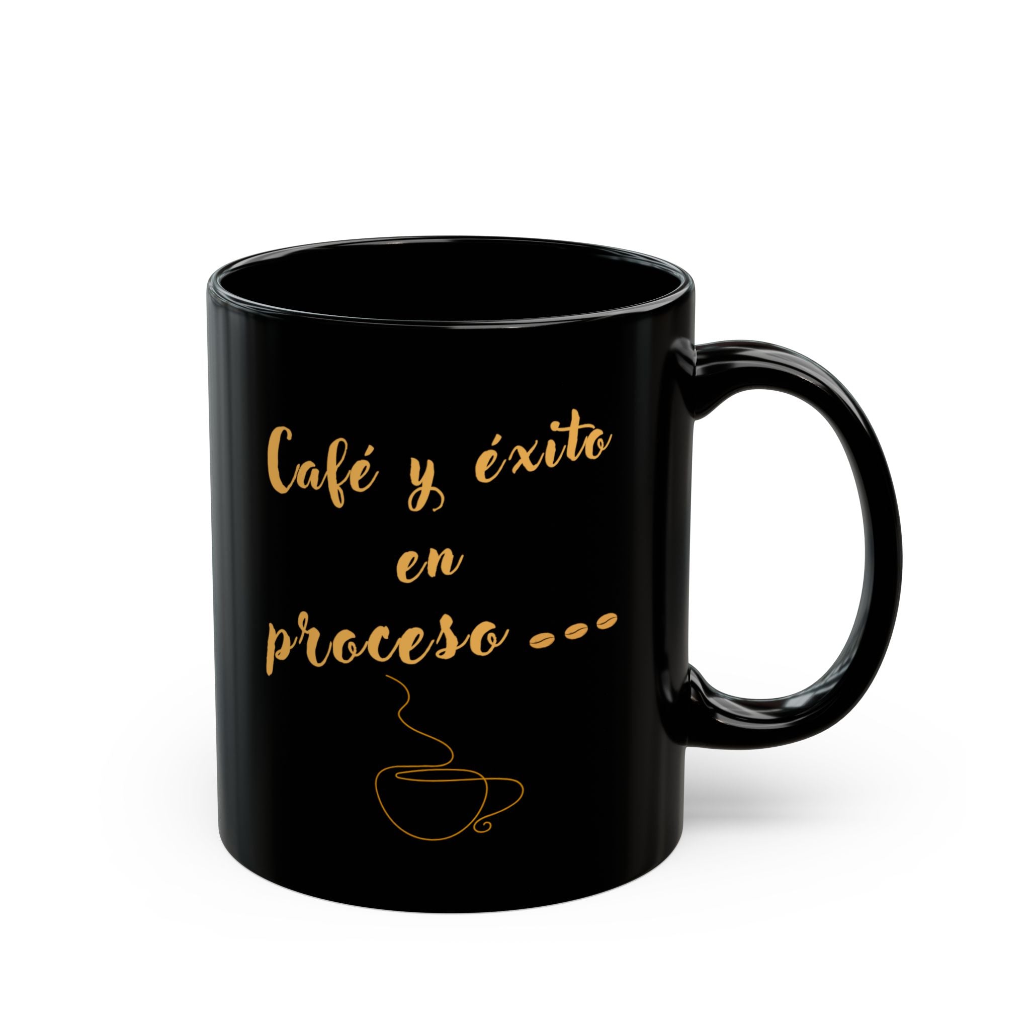 Coffee Mug - "Café y éxito en proceso" Black Ceramic Coffee Cup (11oz/15oz)