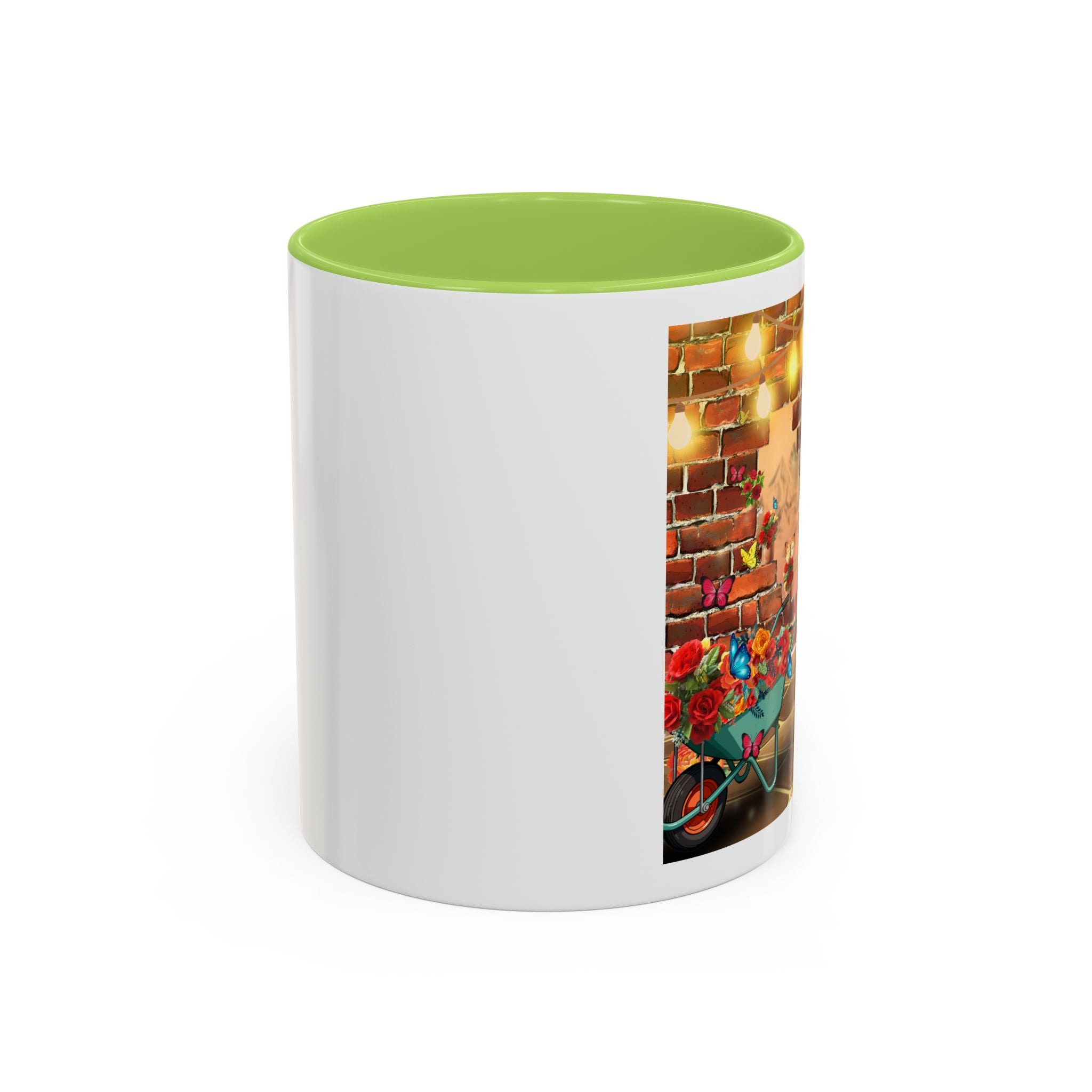 Garden Boy Coffee Mug — Whimsical Scarecrow Garden Scene Accent Mug