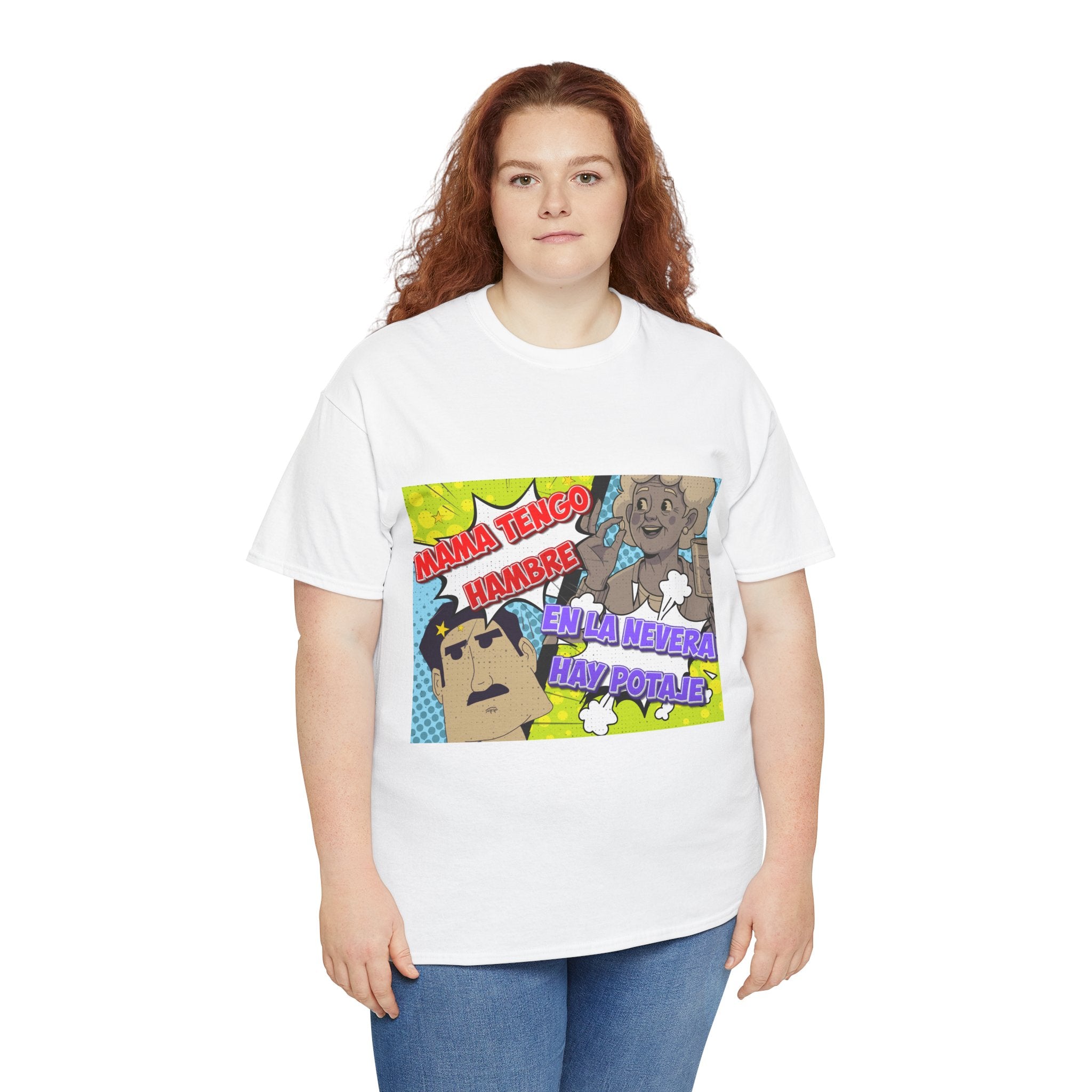 Pop Art Spanish Meme T-Shirt — "Mamá tengo hambre" Comic Tee