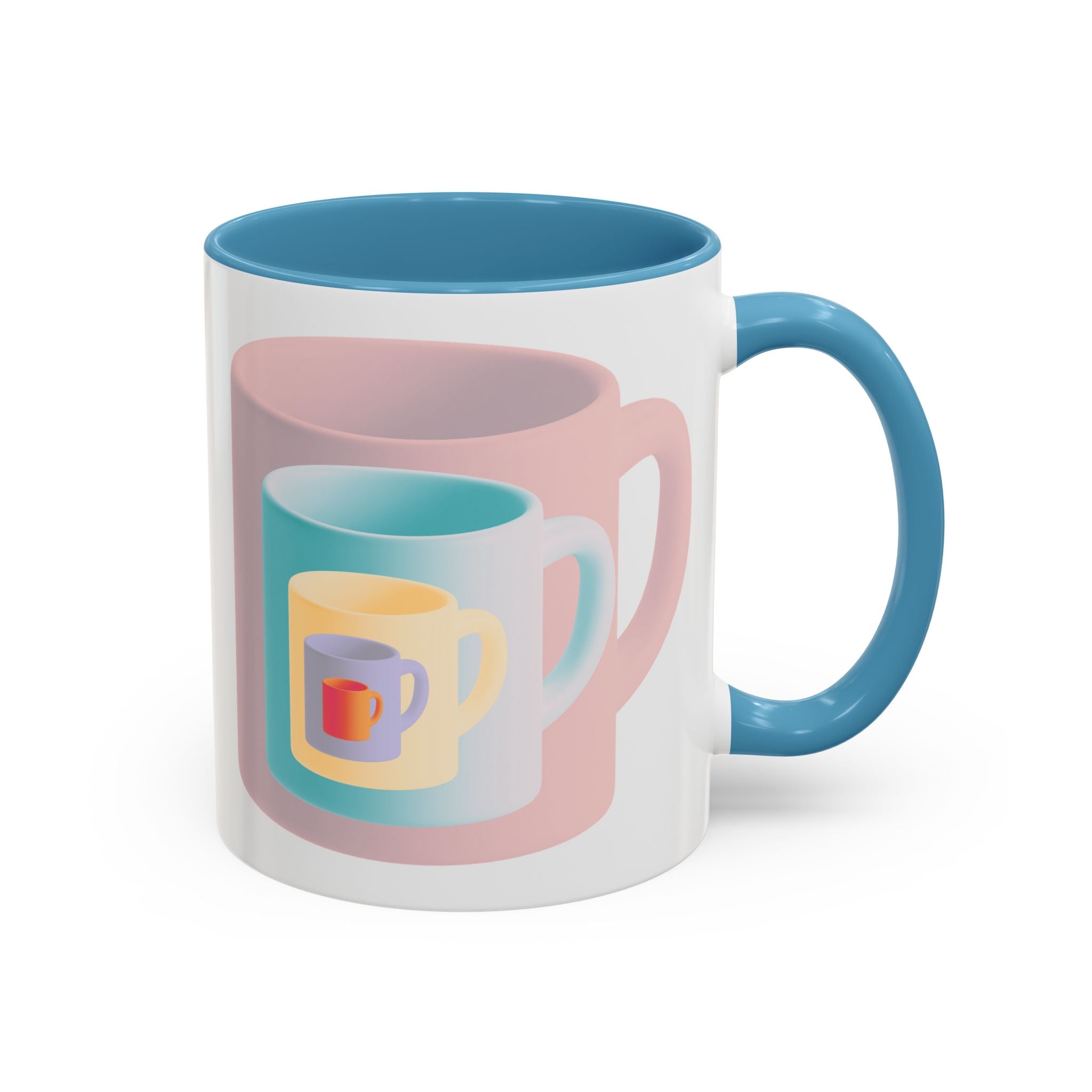 Nested Mugs Coffee Mug — Colorful Retro Stacked Cup Design (11/15oz)