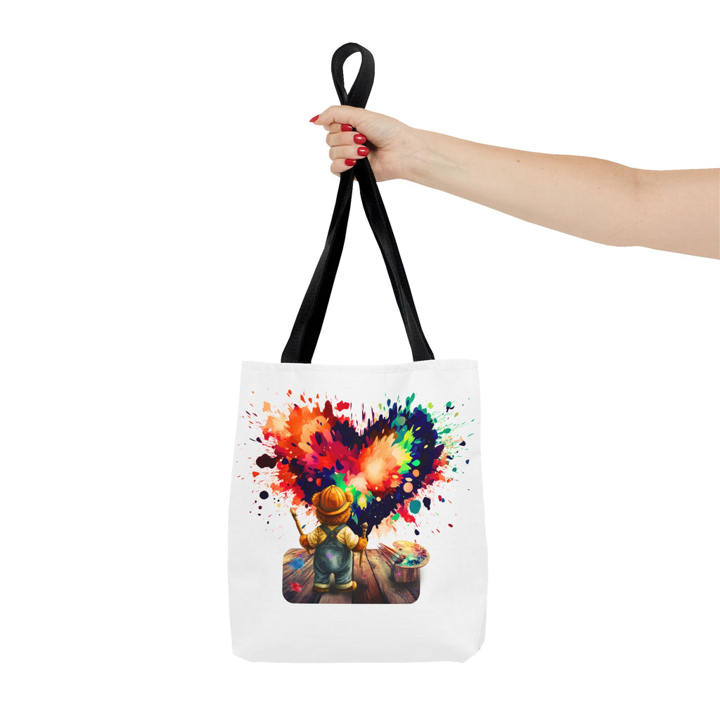 Artist Kid Paint Heart Tote Bag – Colorful Heart Splash All-Over Print Tote